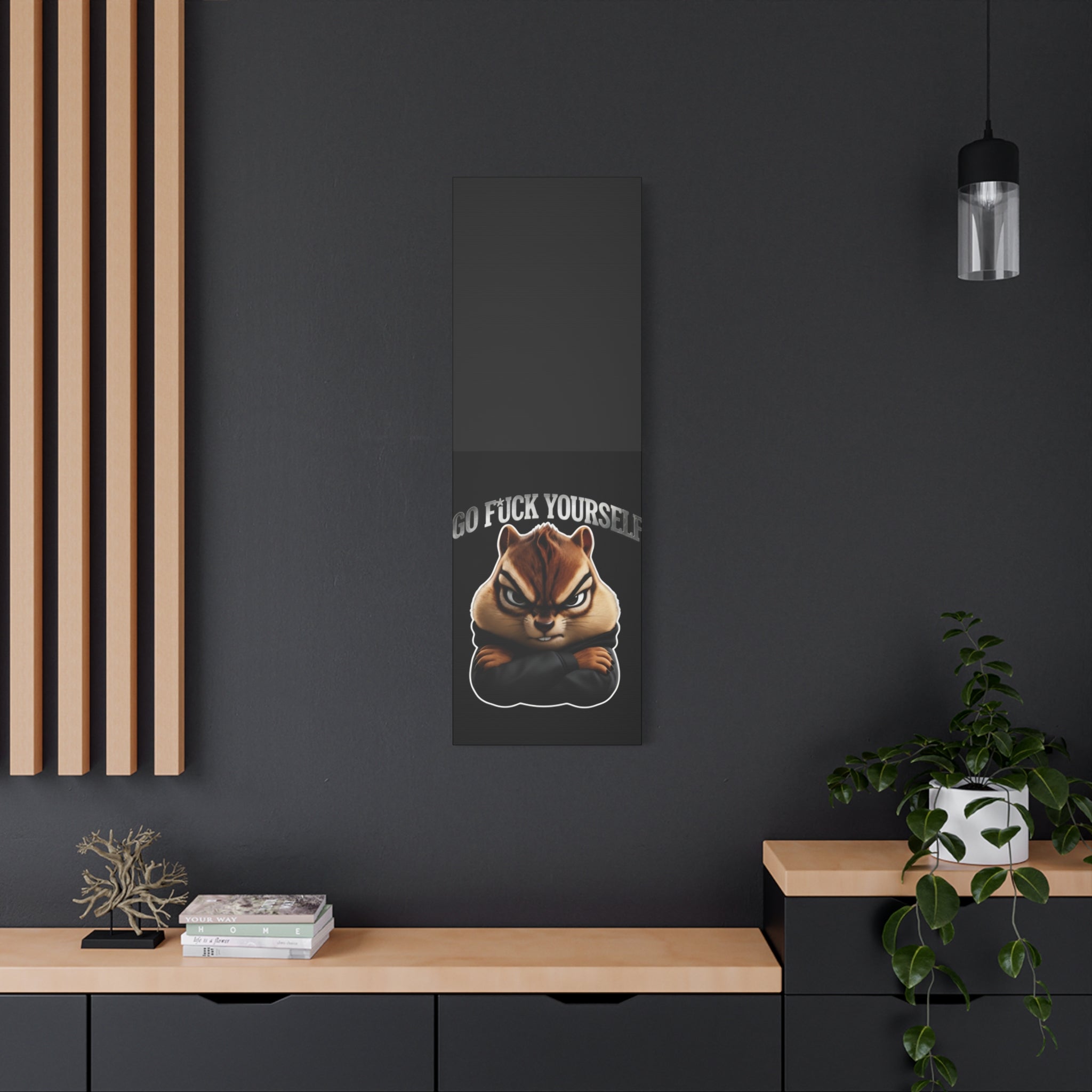 Edgy Chipmunk Canvas Print – "Go Fuck Yourself" Statement Wall Art