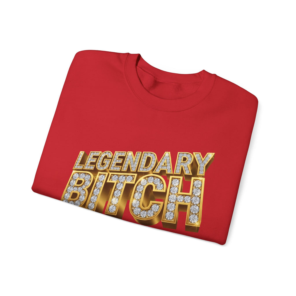 Legendary Bitch Graphic Sweatshirt – Bold Rhinestone-Style Crewneck for Women