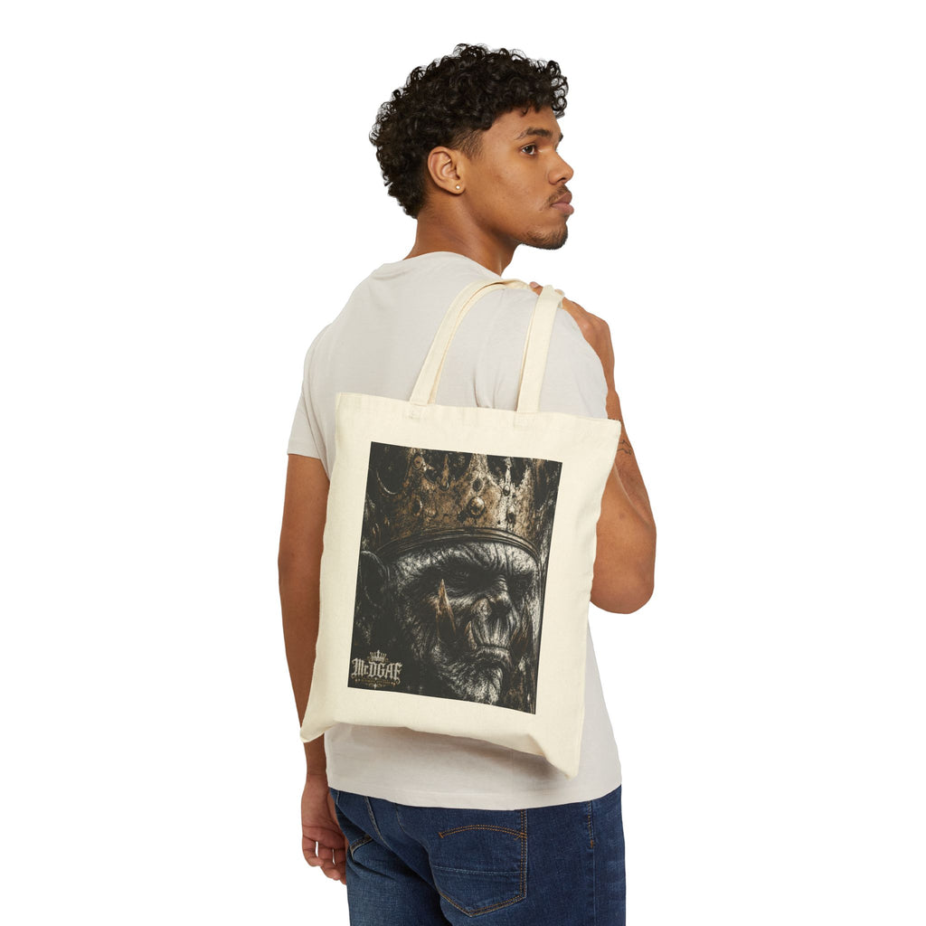 Skull King Tote Bag — Dark Vintage Crown Graphic Cotton Canvas Tote - mrdgaf.shop