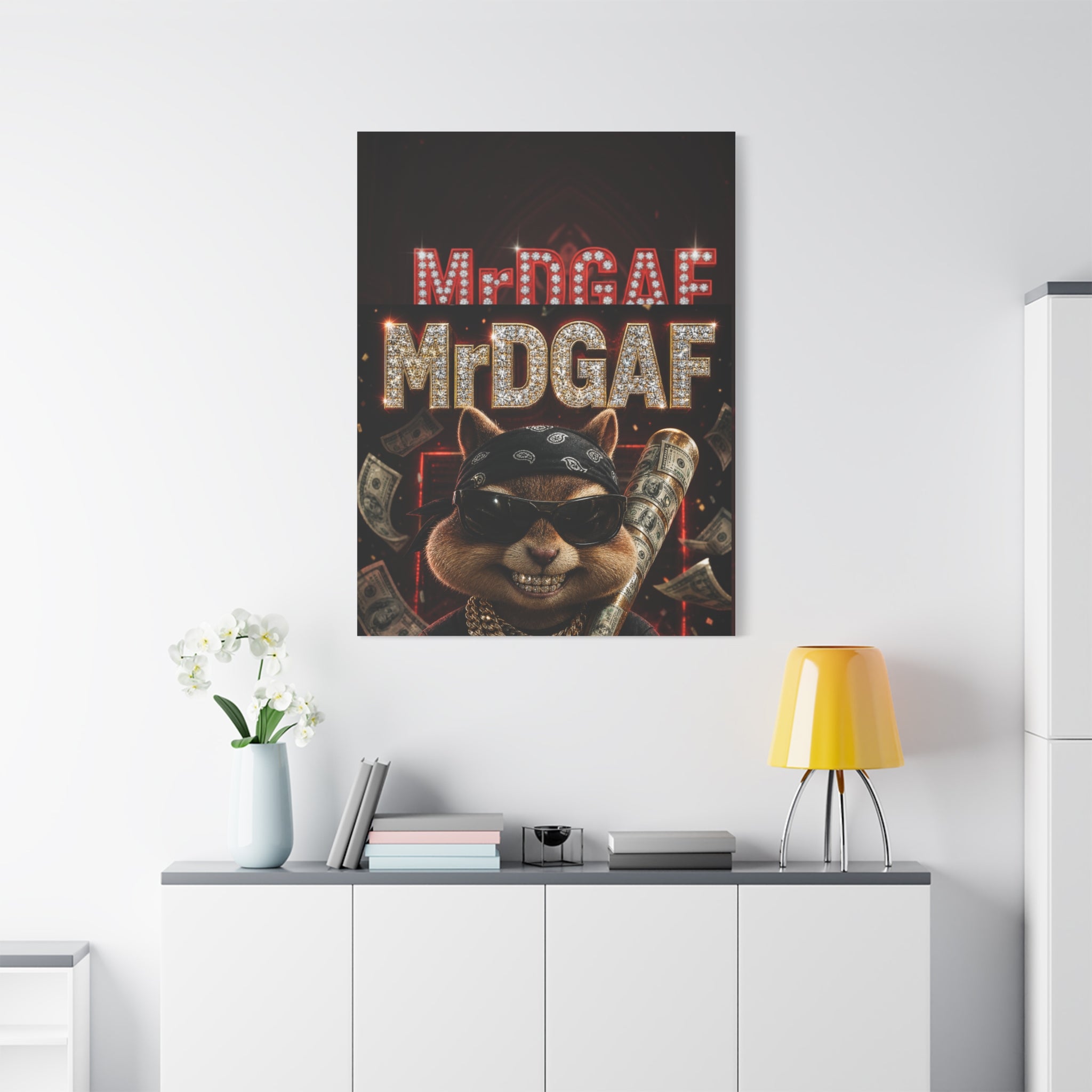 Dark Cardinal Bunny Canvas Print — Gothic Rabbit Wall Art