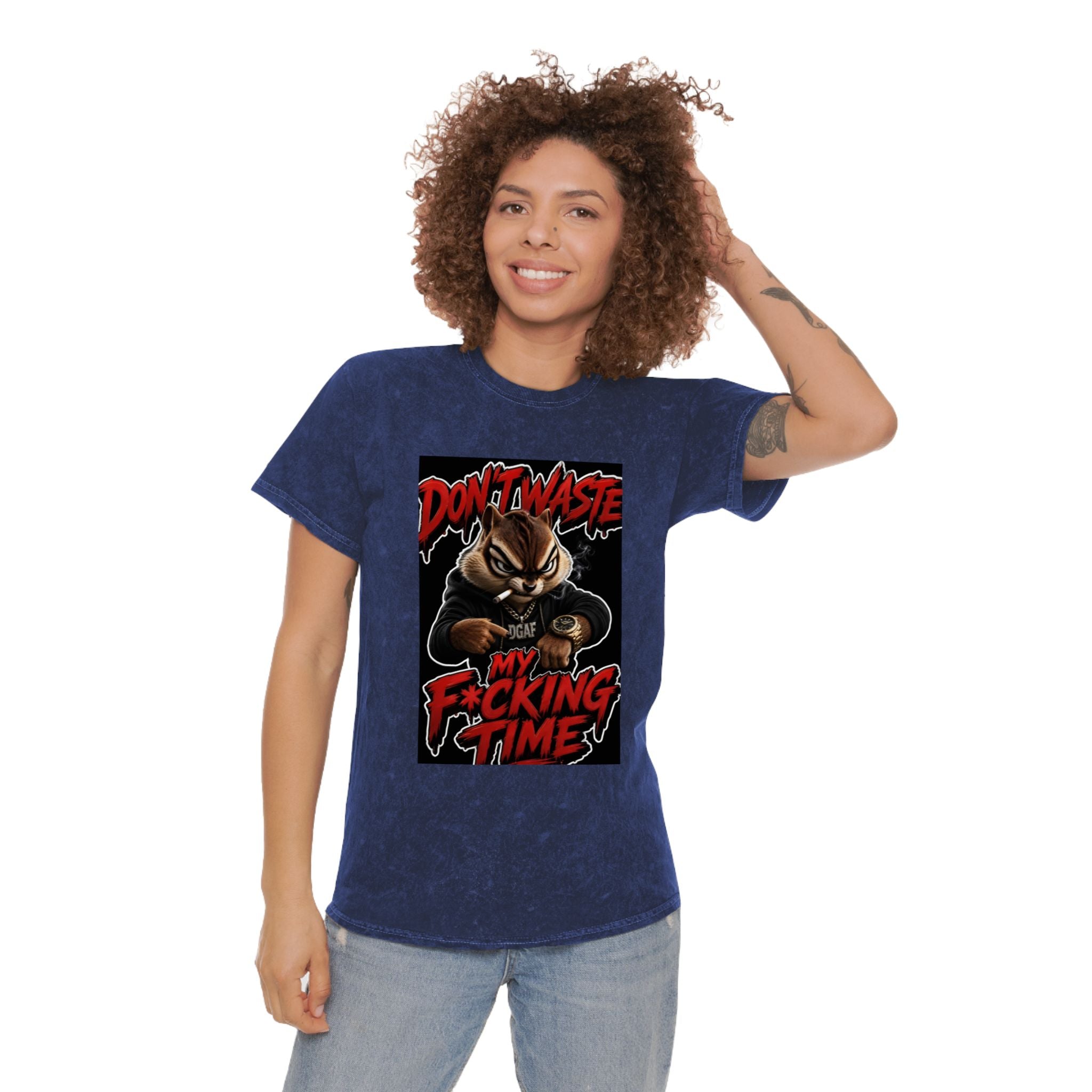 Don't Waste My F*cking Time Mineral Wash T‑Shirt — Bold Graphic Statement Tee