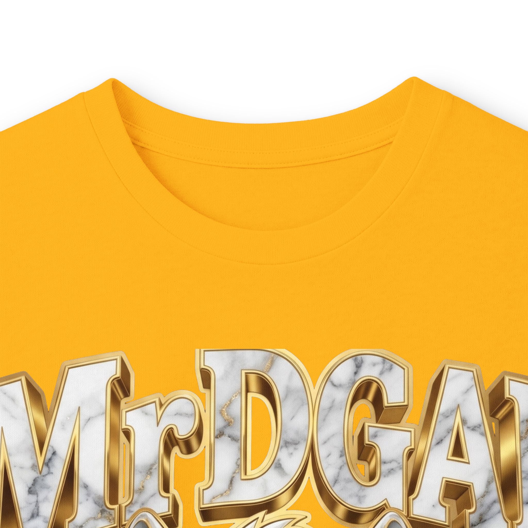 Long Sleeve Tee — Bold ‘DGAF’ Cat Graphic & Gold 3D Profanity Back