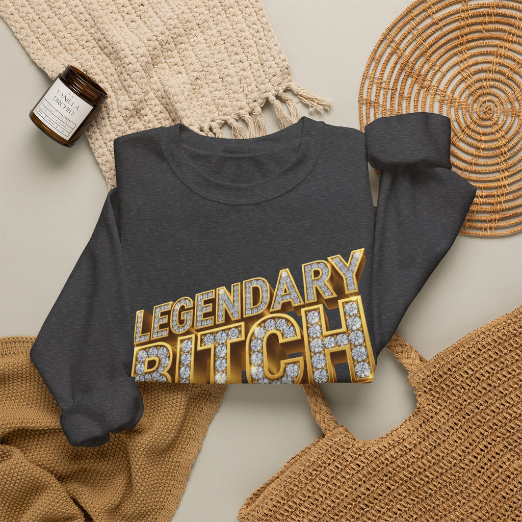 Legendary Bitch Graphic Sweatshirt – Bold Rhinestone-Style Crewneck for Women