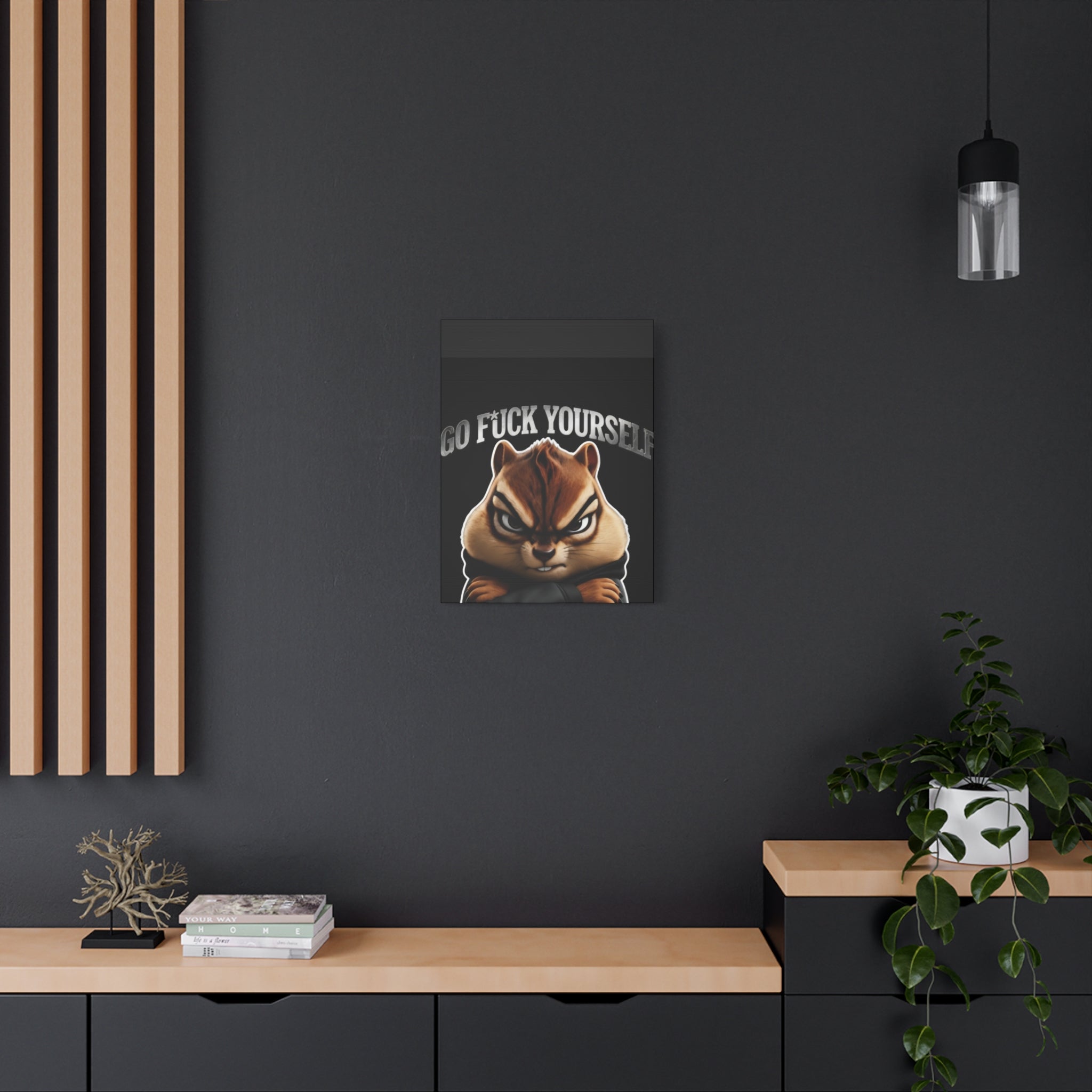Edgy Chipmunk Canvas Print – "Go Fuck Yourself" Statement Wall Art