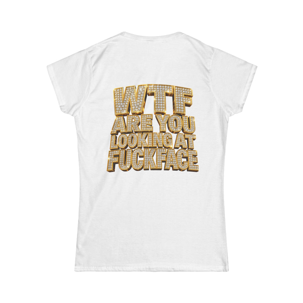 Women's Tee — 'Midgaf' Cartoon Front & Bold 'WTF Are You Looking At, Fuckface' Back