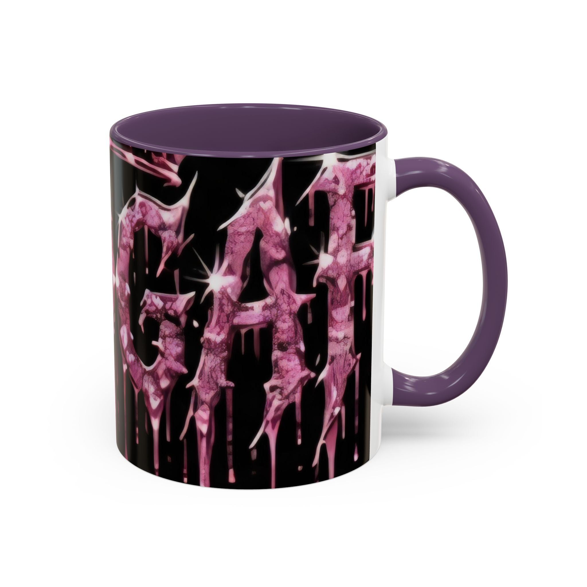 Dripping Pink Glitter Gothic Mug — Accent Coffee Cup (11/15oz) - mrdgaf.shop
