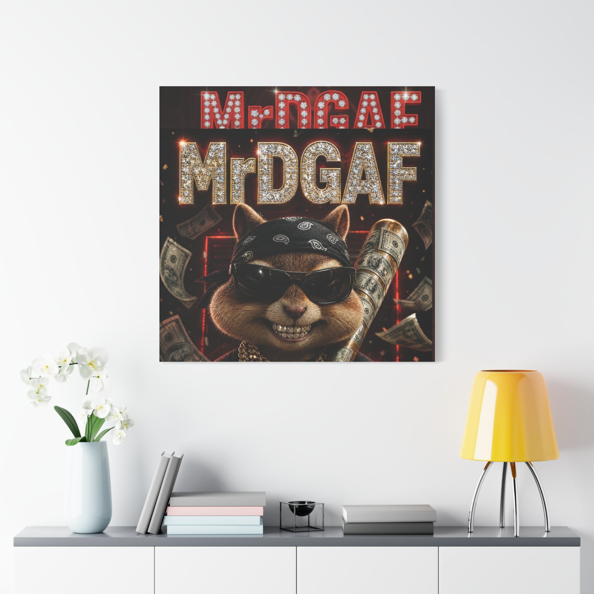 Dark Cardinal Bunny Canvas Print — Gothic Rabbit Wall Art
