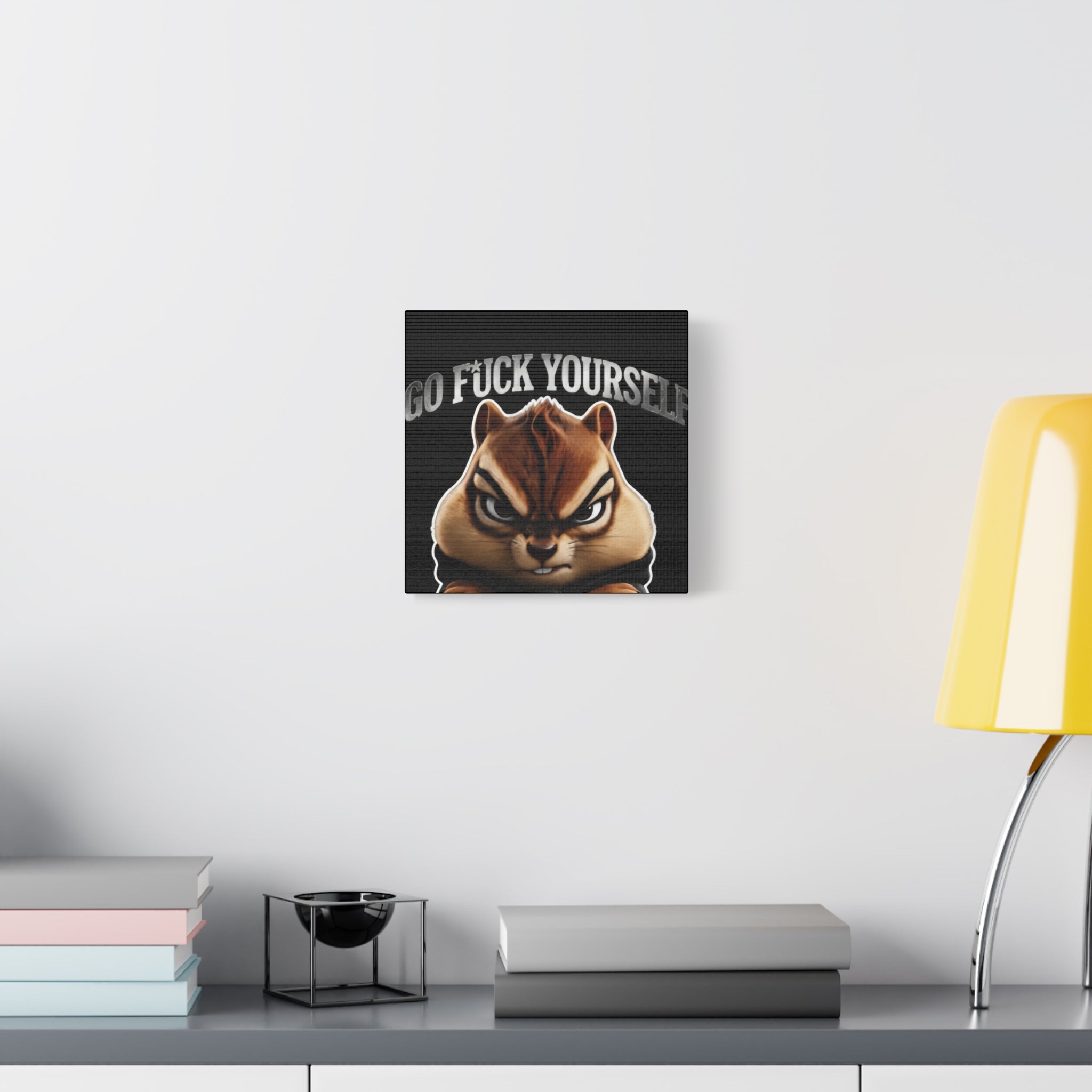 Edgy Chipmunk Canvas Print – "Go Fuck Yourself" Statement Wall Art