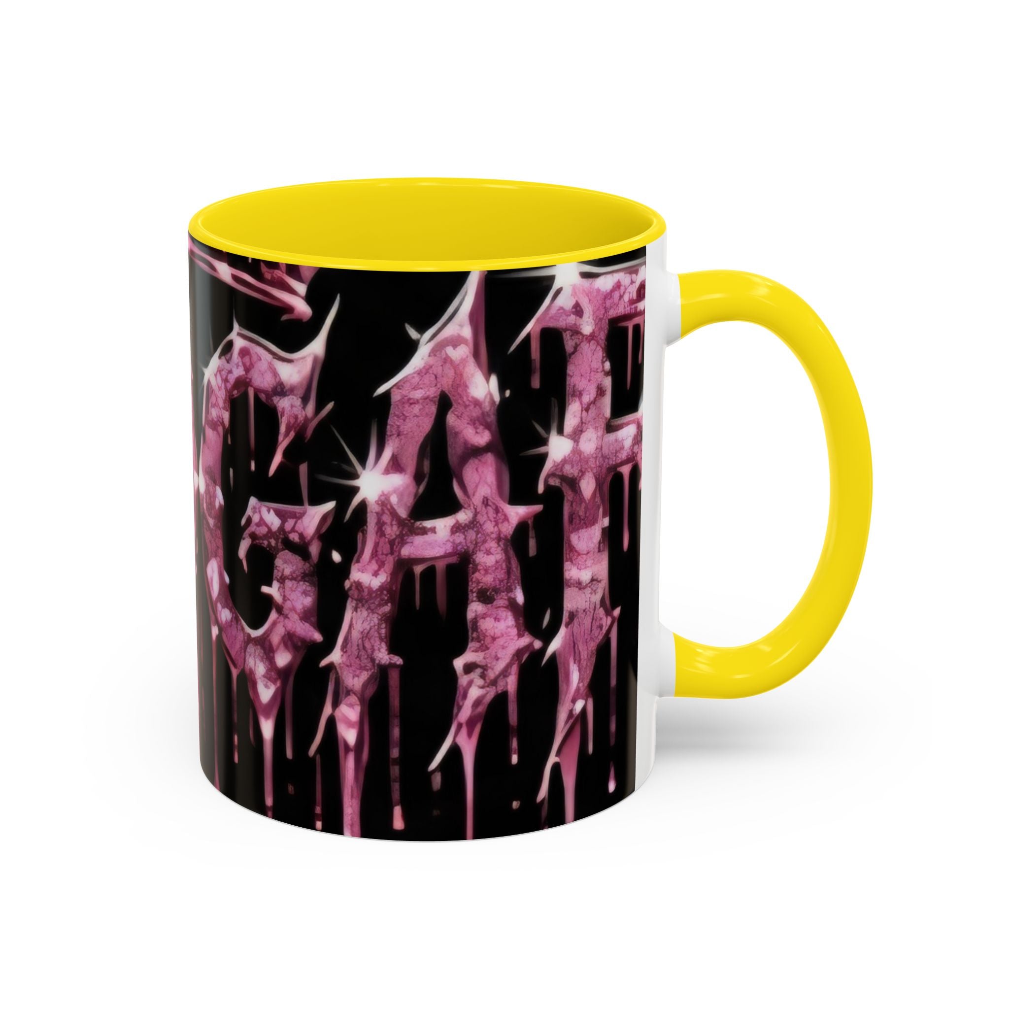 Dripping Pink Glitter Gothic Mug — Accent Coffee Cup (11/15oz) - mrdgaf.shop