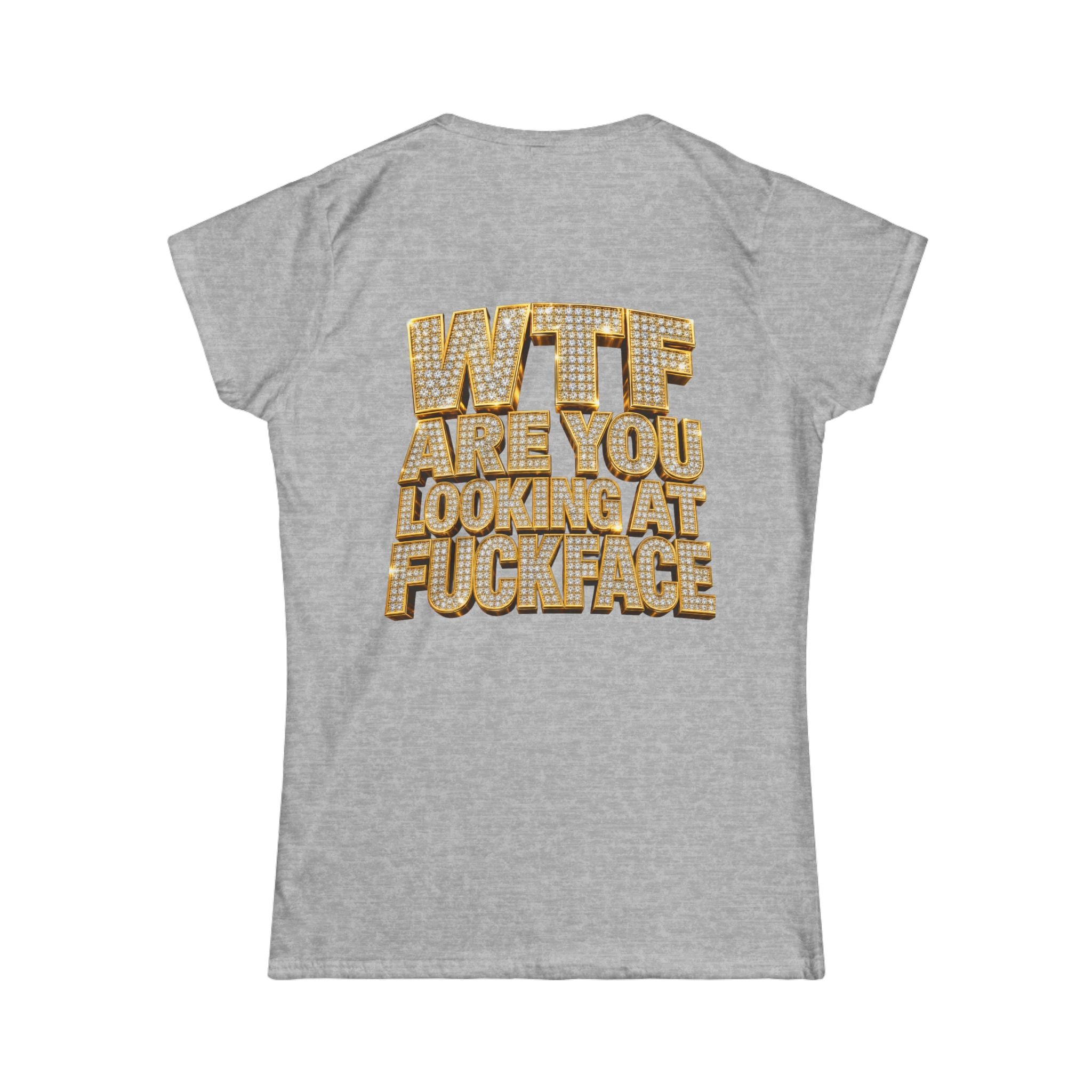 Women's Tee — 'Midgaf' Cartoon Front & Bold 'WTF Are You Looking At, Fuckface' Back