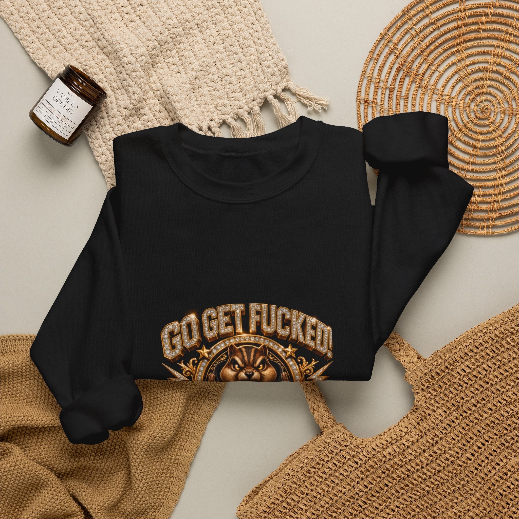 Tiger Graphic Crewneck Sweatshirt — "Go Get F***ing No Apologies"