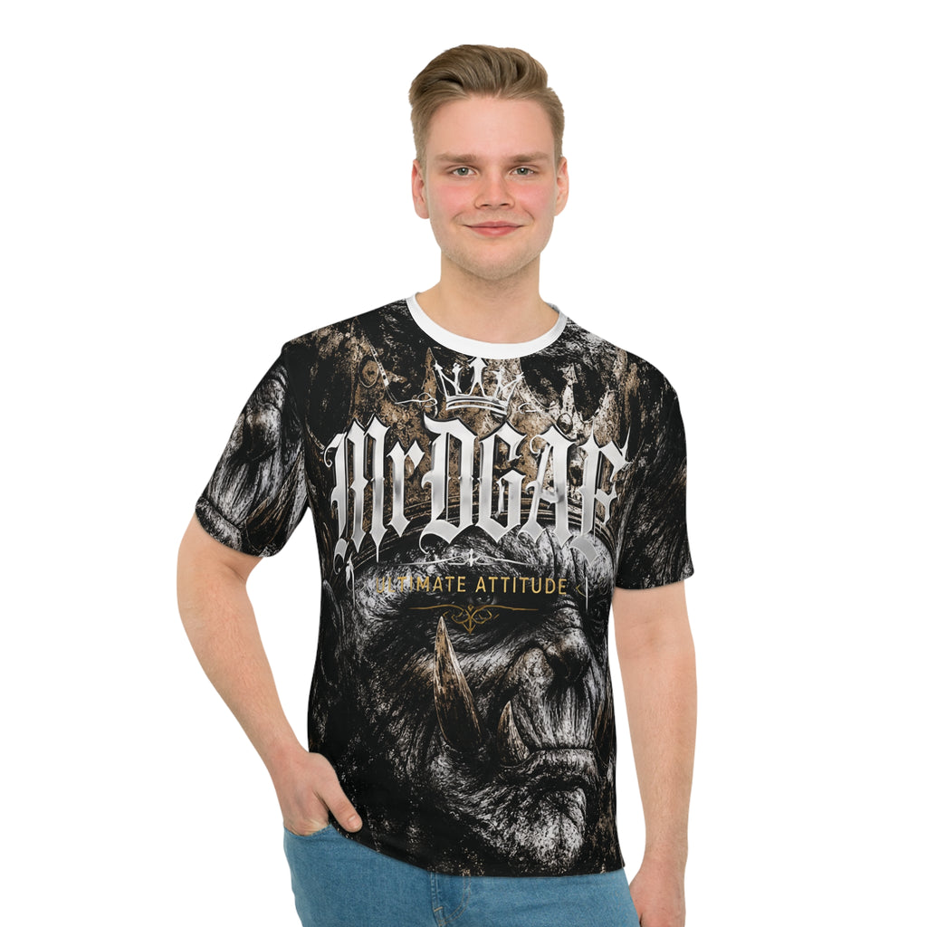 Men's Graphic T-Shirt — 'Mr. Dope' Crowned Gorilla All-Over Print - mrdgaf.shop