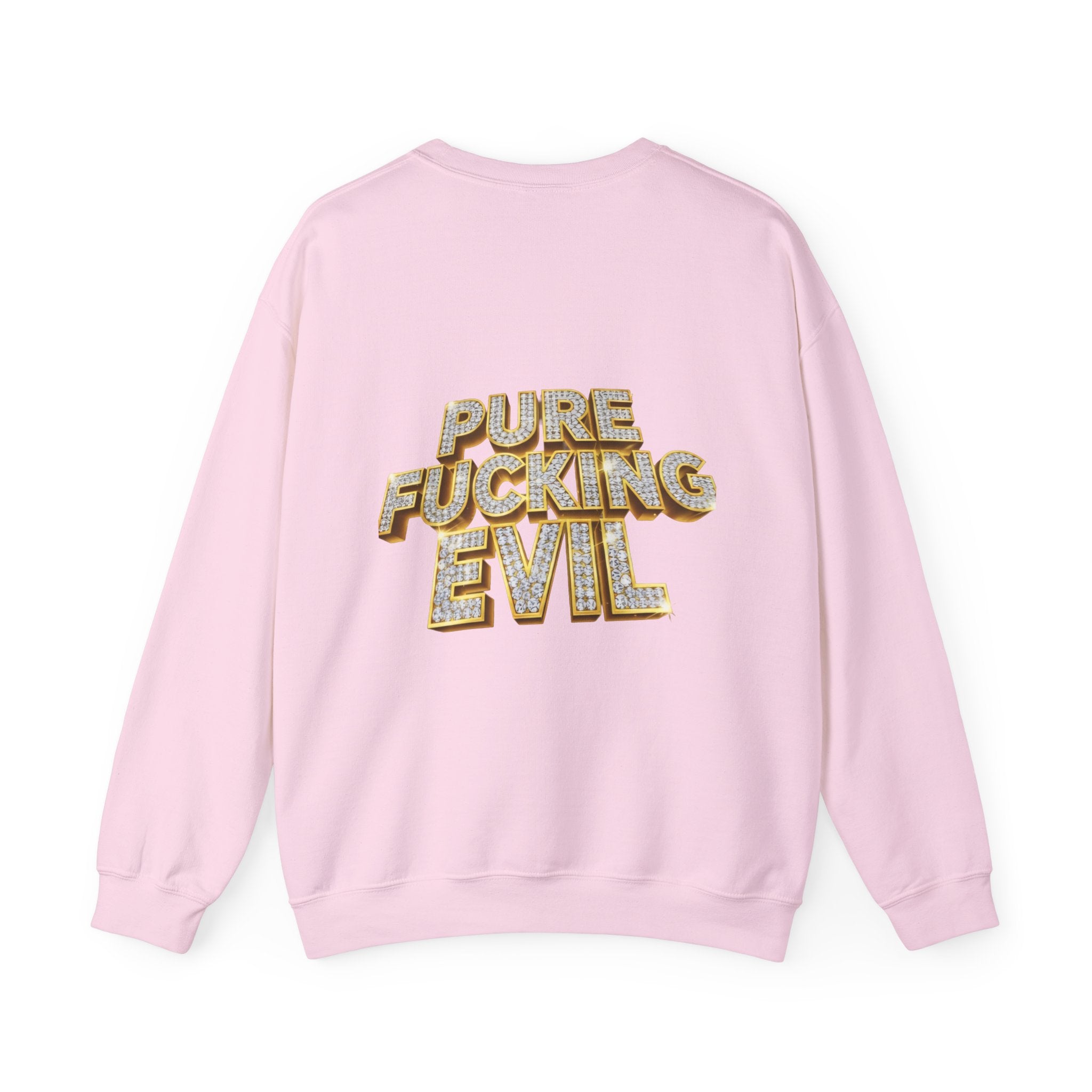 Crewneck Sweatshirt — 'Pure Fucking Evil' Graphic Pullover with Masked Bear Design