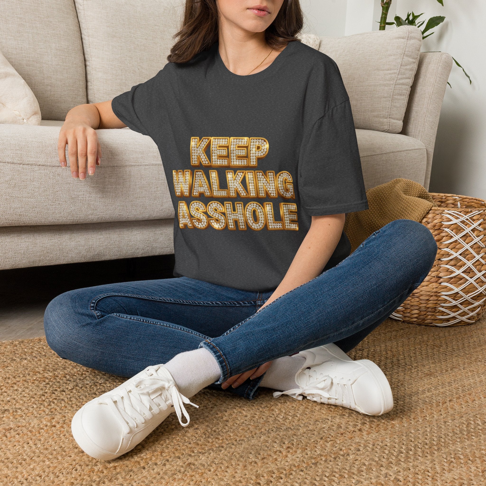 Keep Walking Asshole T-Shirt — Bold Retro Marquee Text Tee