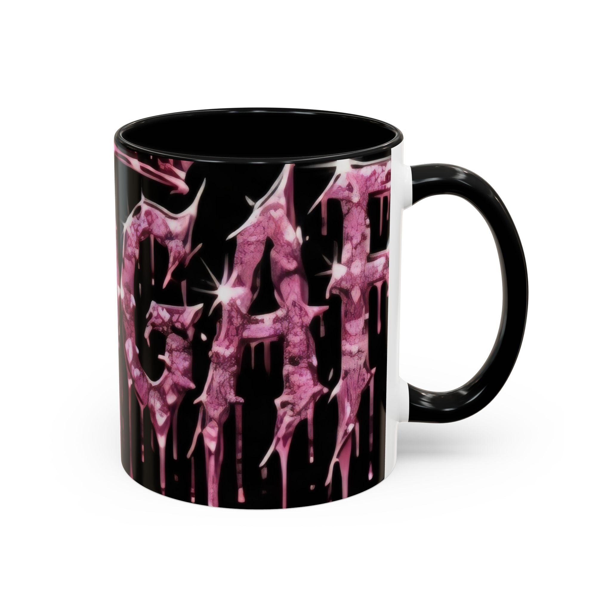Dripping Pink Glitter Gothic Mug — Accent Coffee Cup (11/15oz) - mrdgaf.shop