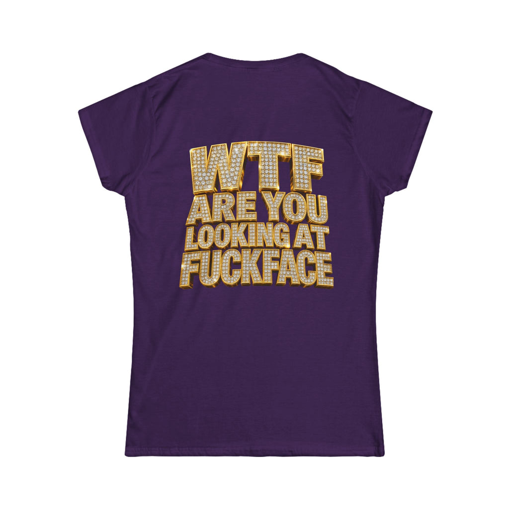 Women's Tee — 'Midgaf' Cartoon Front & Bold 'WTF Are You Looking At, Fuckface' Back