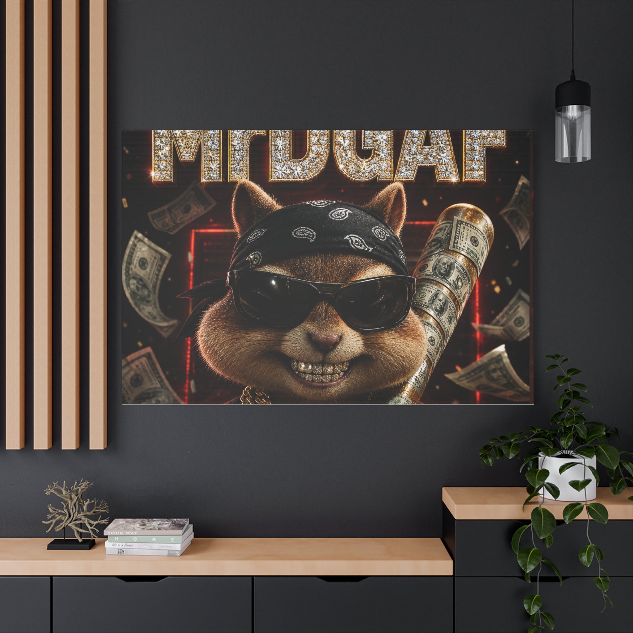 Dark Cardinal Bunny Canvas Print — Gothic Rabbit Wall Art