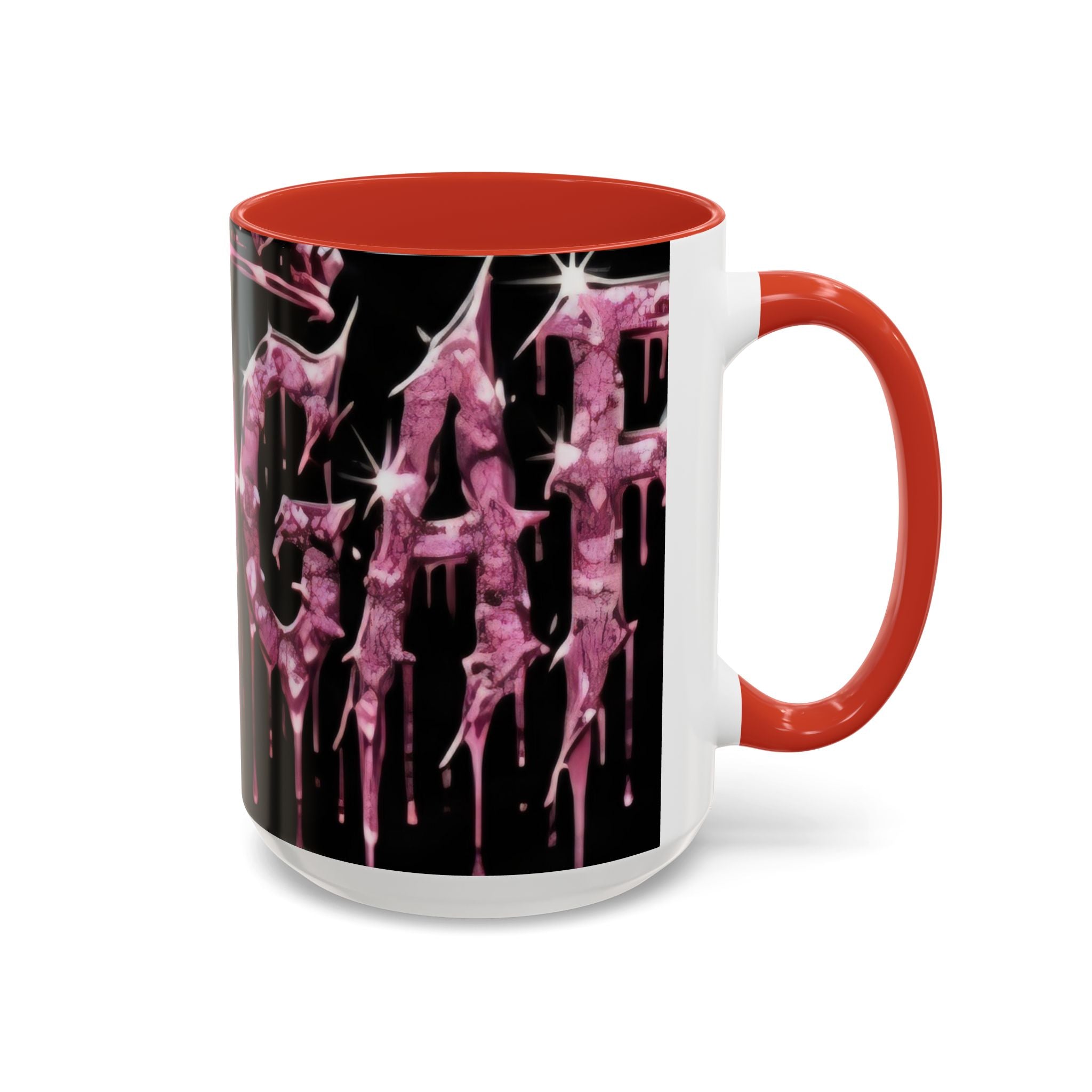 Dripping Pink Glitter Gothic Mug — Accent Coffee Cup (11/15oz) - mrdgaf.shop
