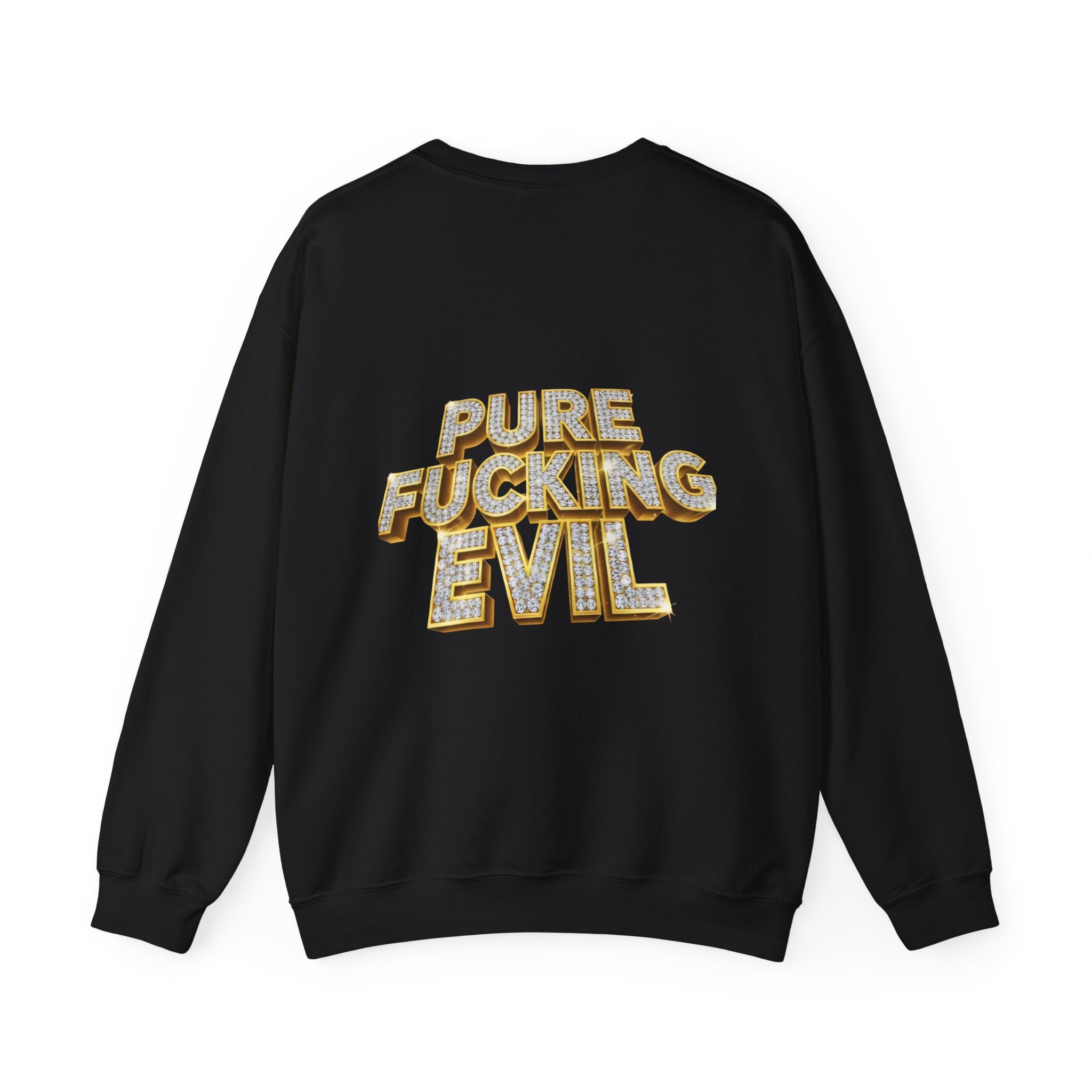 Crewneck Sweatshirt — 'Pure Fucking Evil' Graphic Pullover with Masked Bear Design