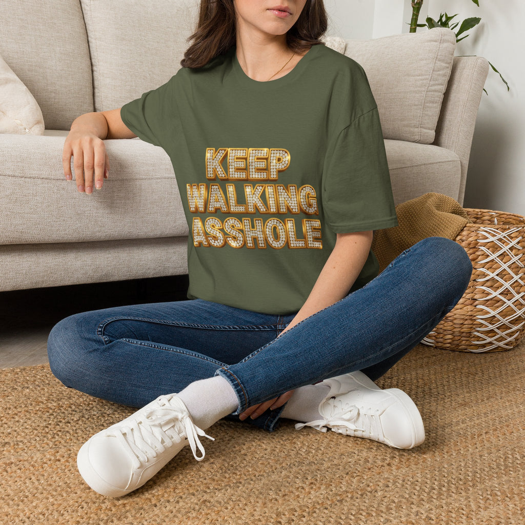Keep Walking Asshole T-Shirt — Bold Retro Marquee Text Tee