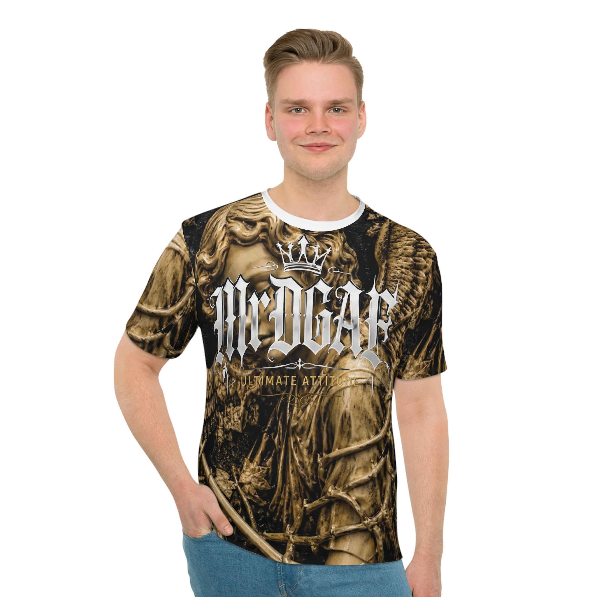 Angel Statue Graphic Tee — Vintage Gothic All-Over Print Shirt - mrdgaf.shop