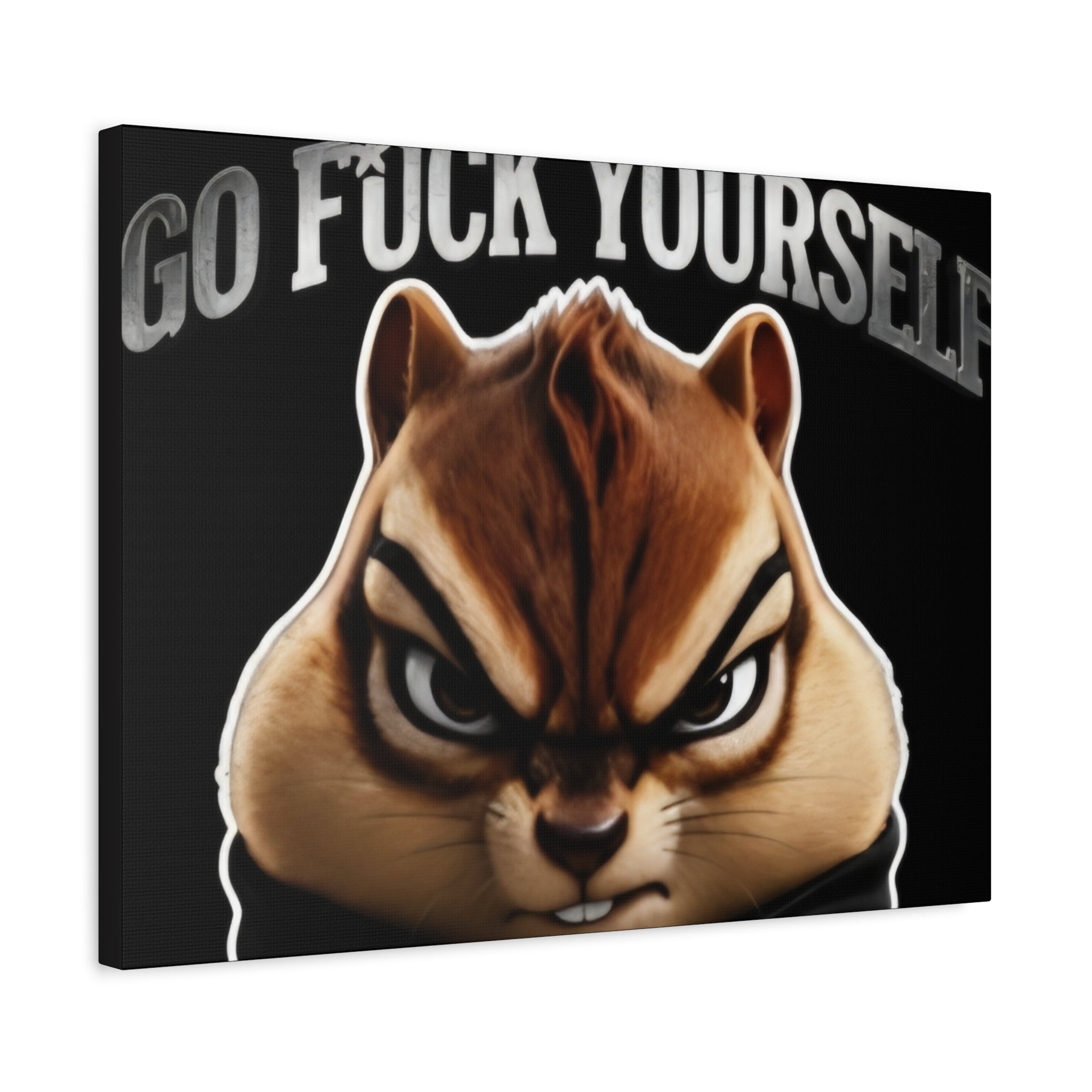 Edgy Chipmunk Canvas Print – "Go Fuck Yourself" Statement Wall Art