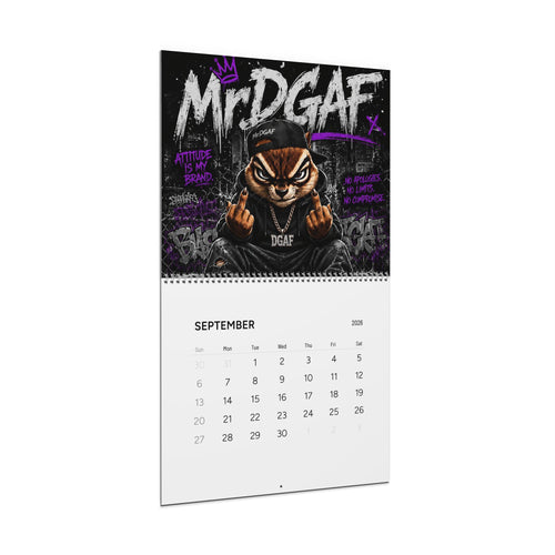 2026 'Unbothered' Wall Calendar — Funny Chipmunk / Mr. DGAF Monthly Calendar