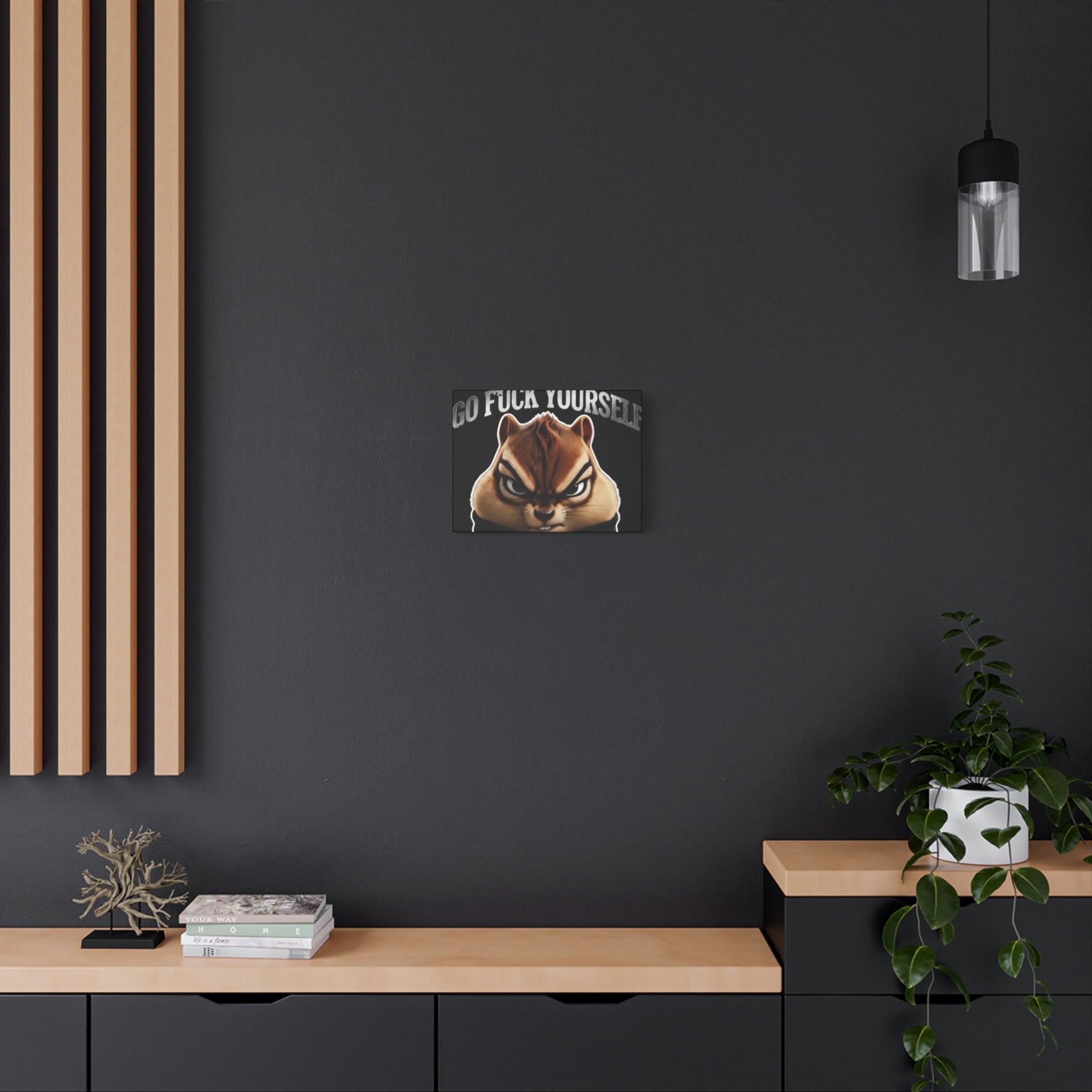 Edgy Chipmunk Canvas Print – "Go Fuck Yourself" Statement Wall Art