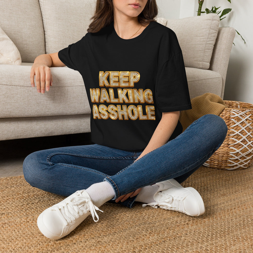 Keep Walking Asshole T-Shirt — Bold Retro Marquee Text Tee