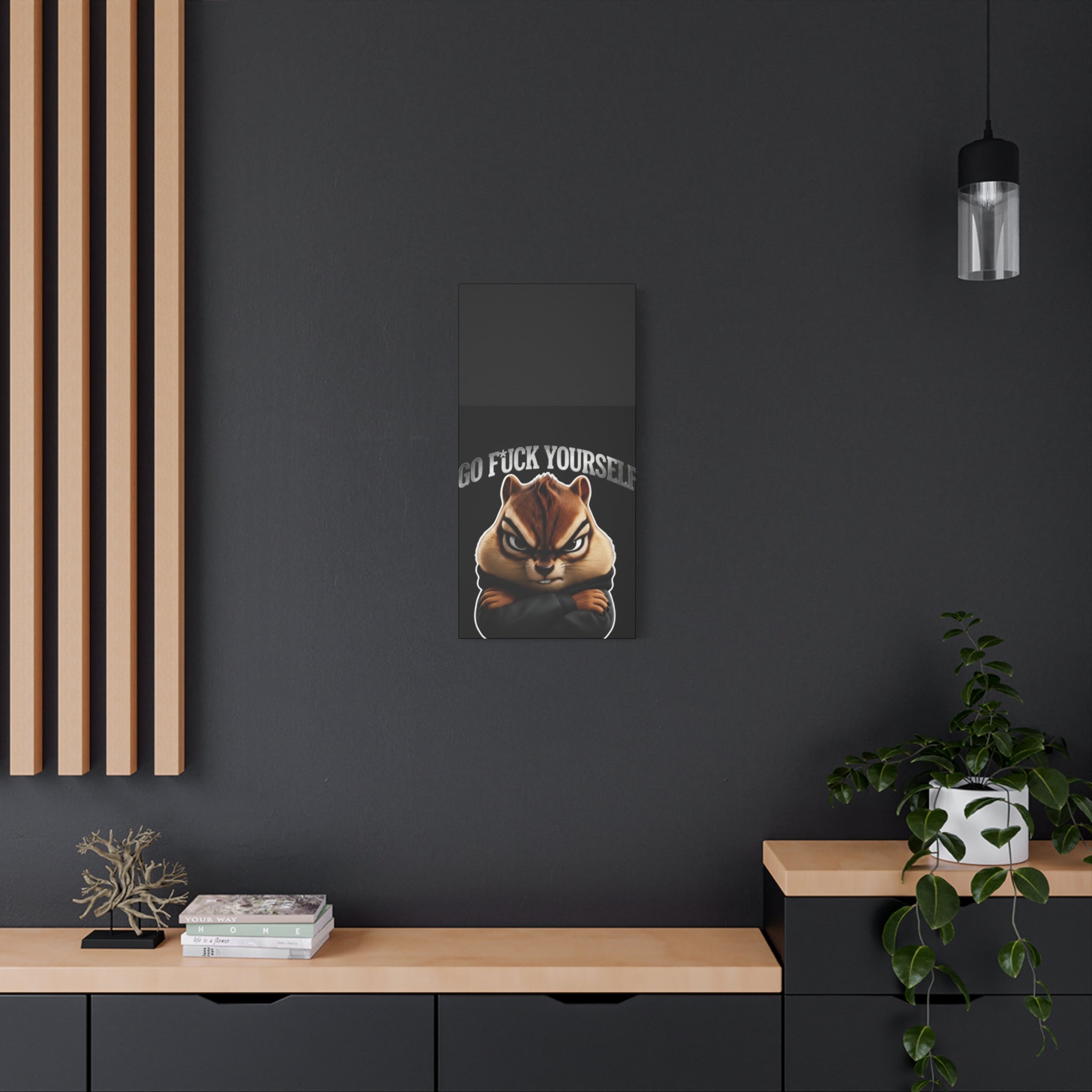 Edgy Chipmunk Canvas Print – "Go Fuck Yourself" Statement Wall Art