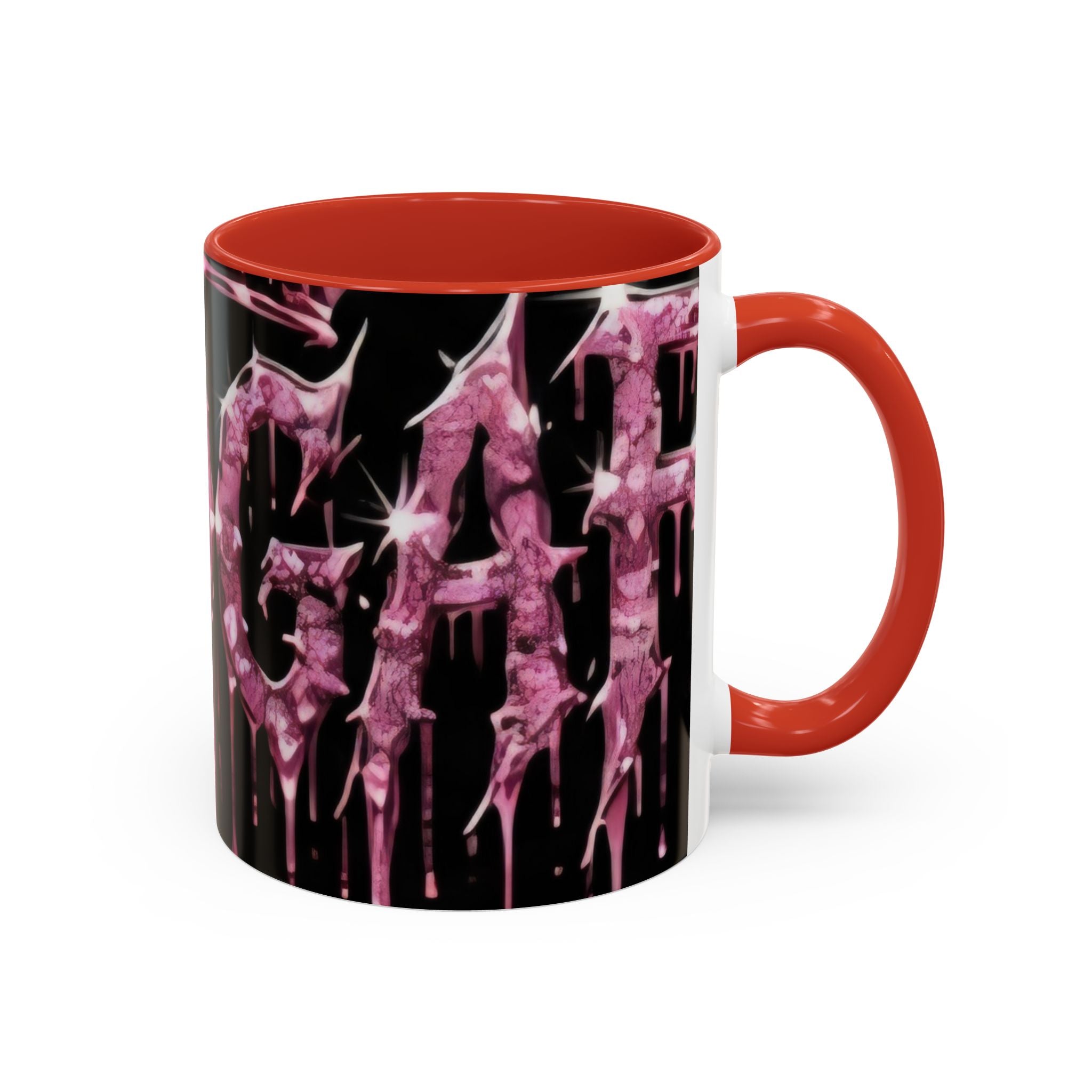 Dripping Pink Glitter Gothic Mug — Accent Coffee Cup (11/15oz) - mrdgaf.shop