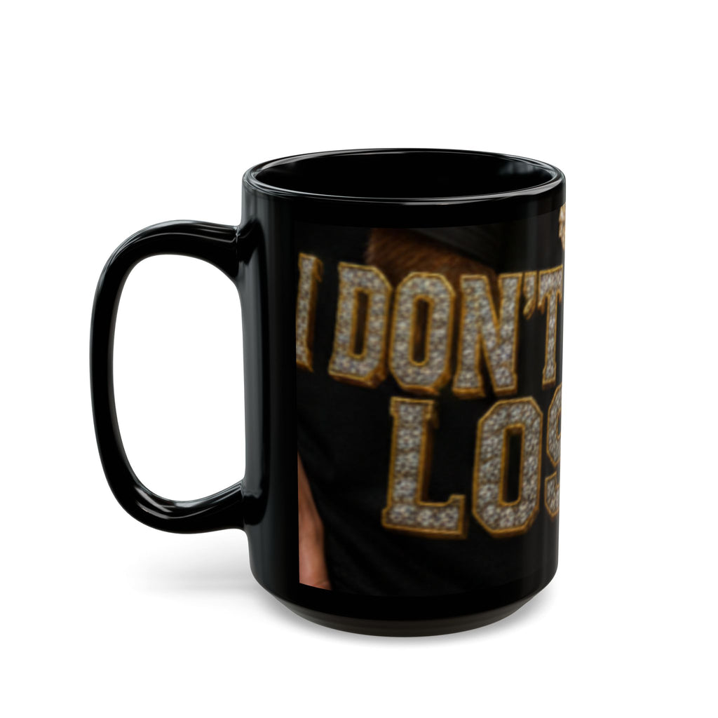 Black Mug — 'Don't Speak, I Do My Poker' Gold Chain Diamond Text Coffee Cup