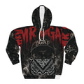 Hoodie — 'DGAF' Streetwear All-Over Print Pullover with Graphic Bandana Mask & Gun Motif