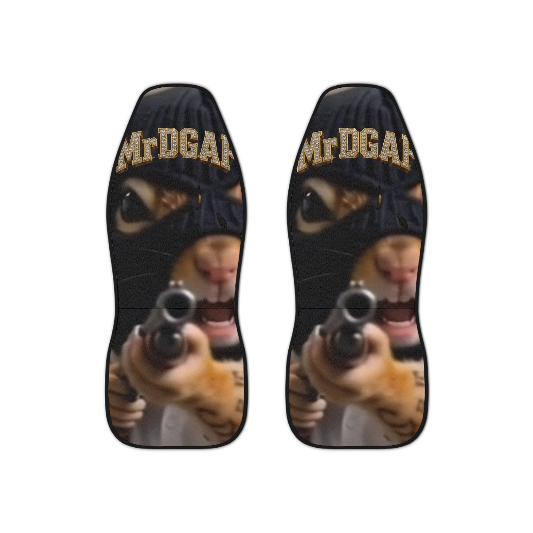 Mr. DGAF  Gun Car Seat Covers — Funny Edgy Automotive Seat Protector