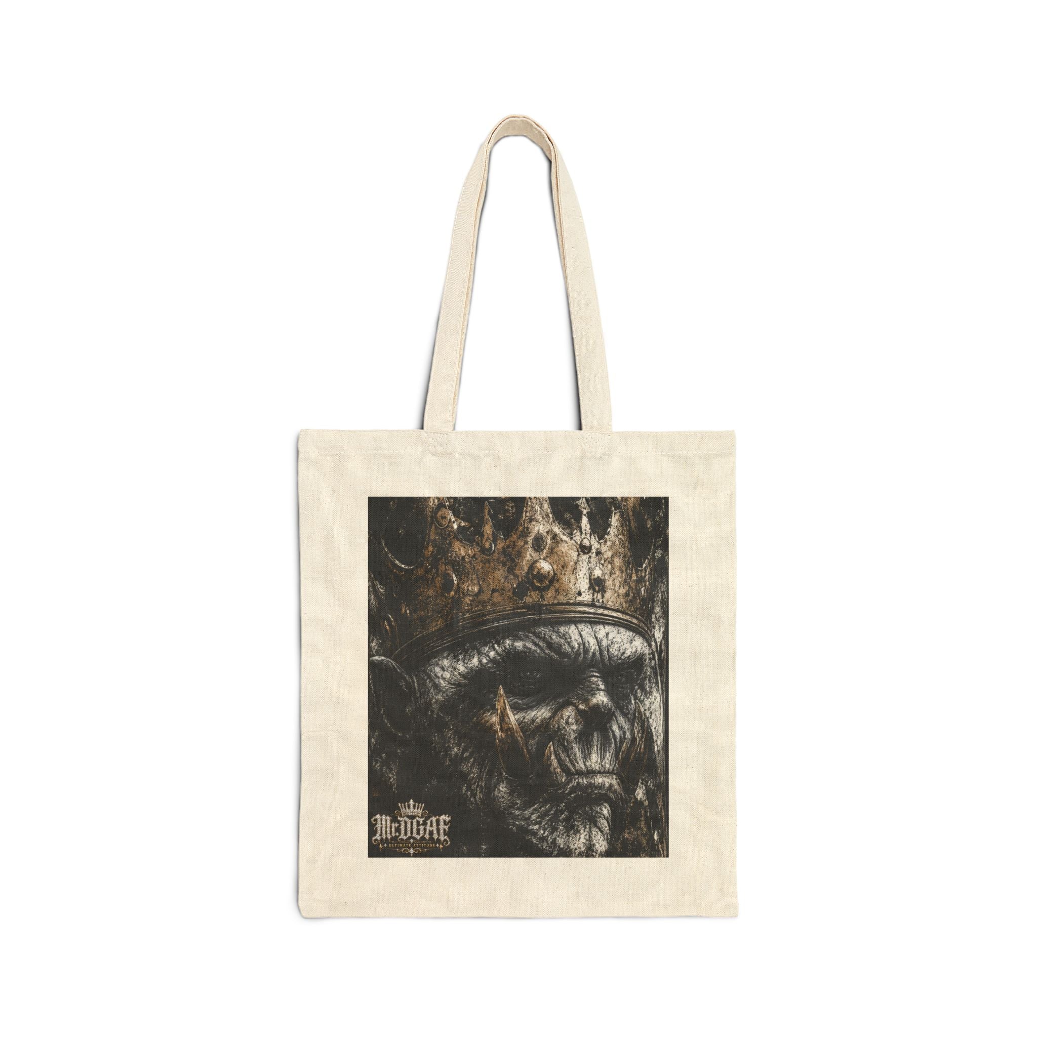 Skull King Tote Bag — Dark Vintage Crown Graphic Cotton Canvas Tote - mrdgaf.shop