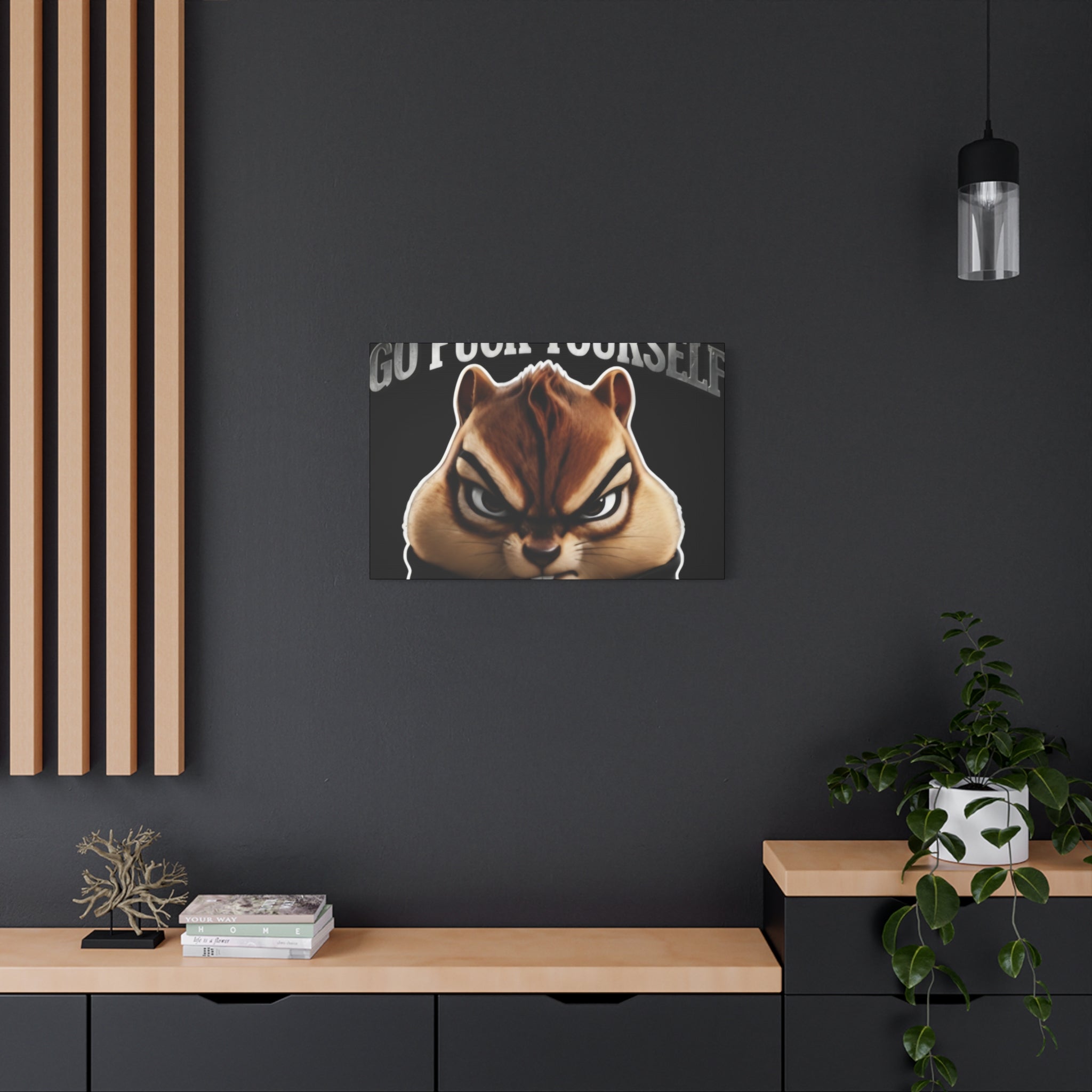 Edgy Chipmunk Canvas Print – "Go Fuck Yourself" Statement Wall Art