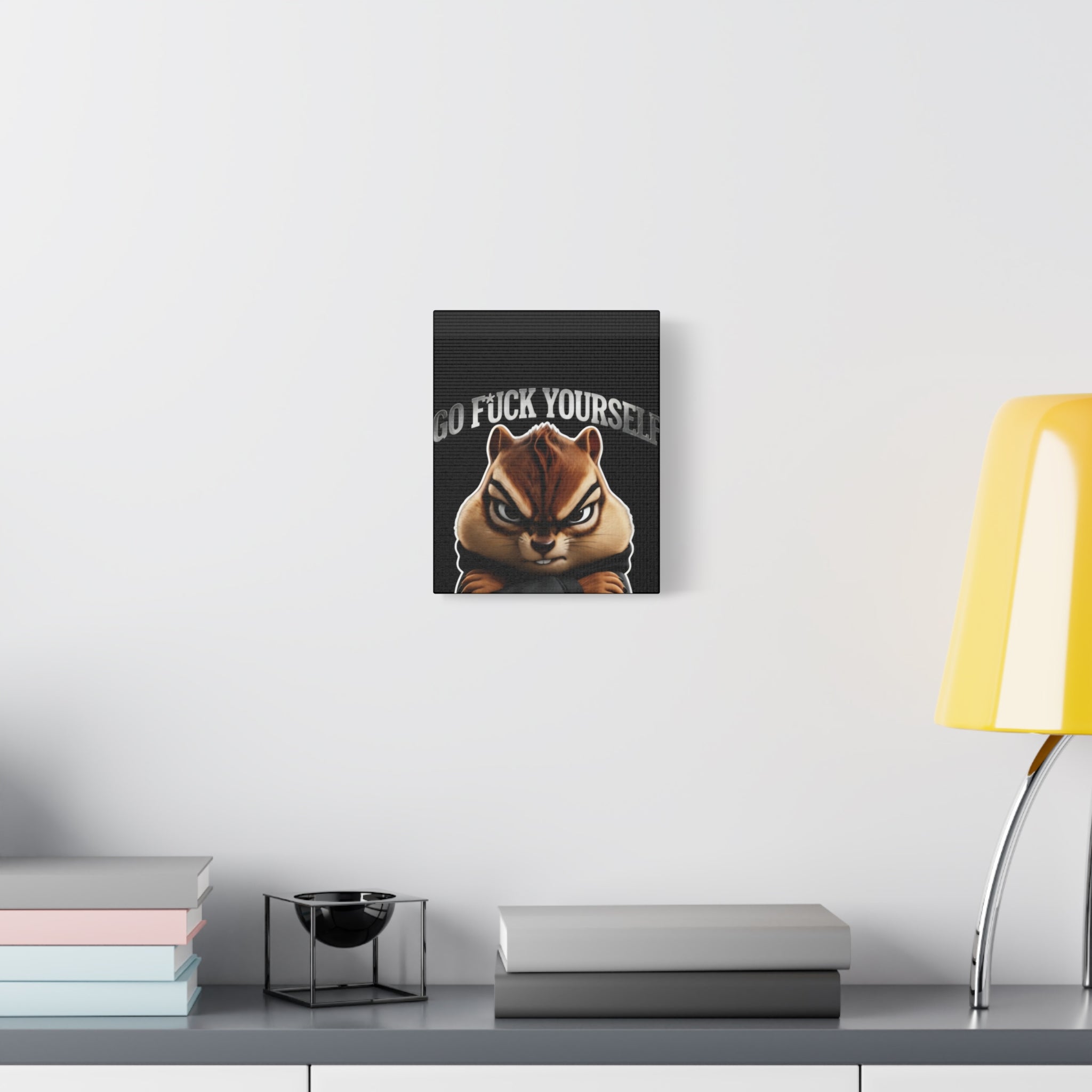 Edgy Chipmunk Canvas Print – "Go Fuck Yourself" Statement Wall Art