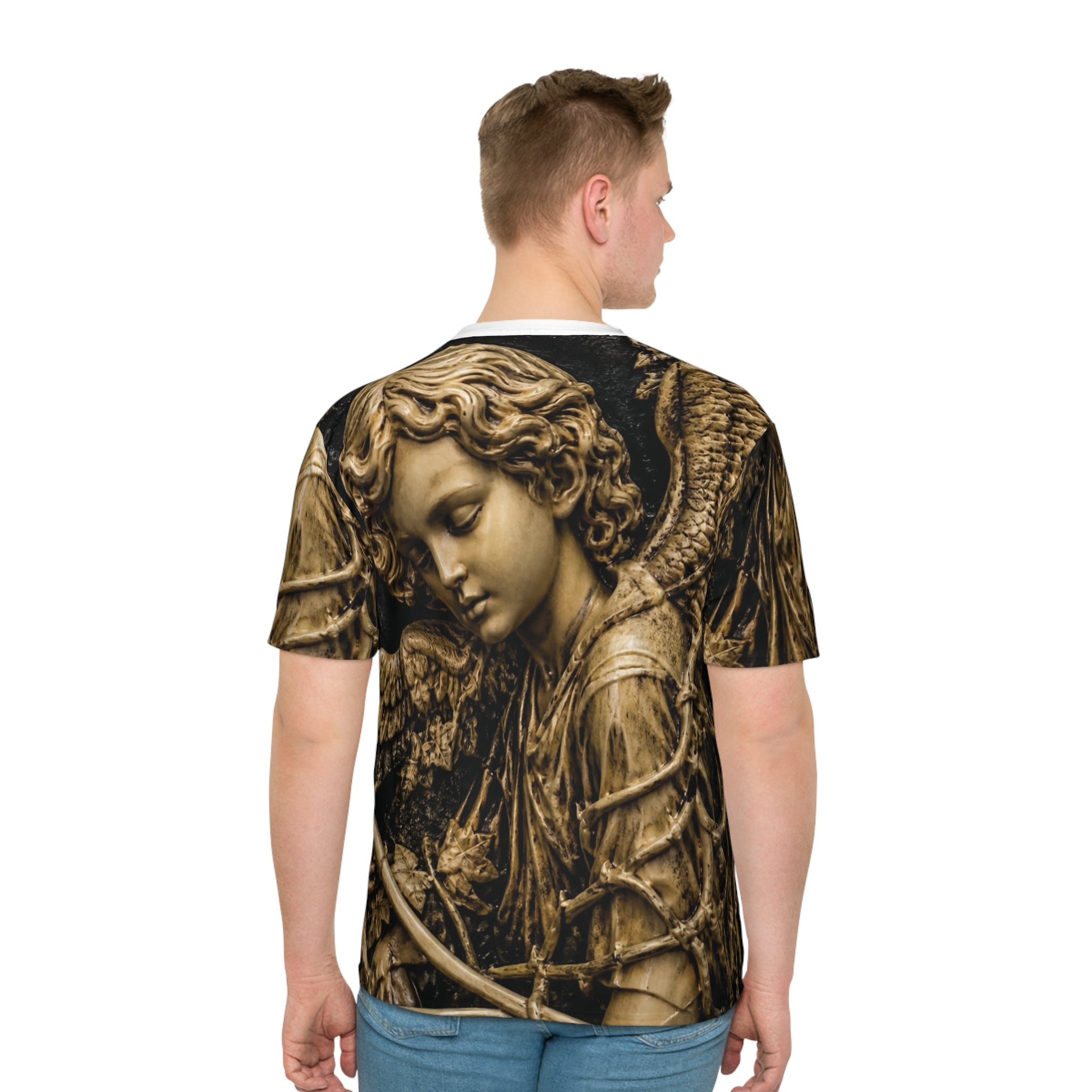 Angel Statue Graphic Tee — Vintage Gothic All-Over Print Shirt - mrdgaf.shop