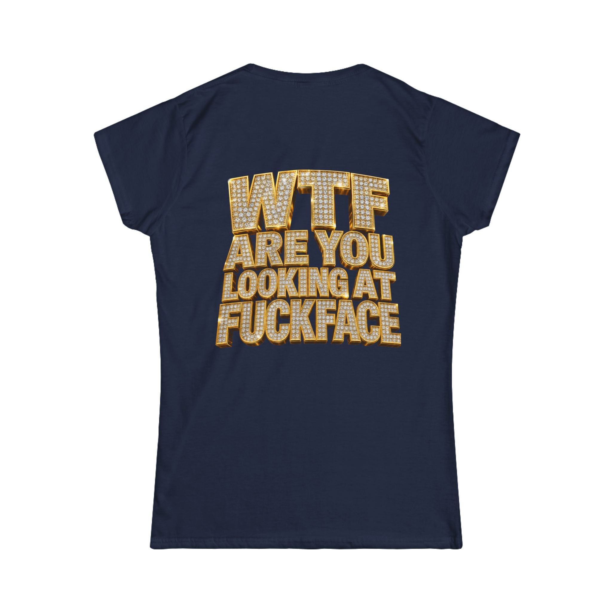 Women's Tee — 'Midgaf' Cartoon Front & Bold 'WTF Are You Looking At, Fuckface' Back