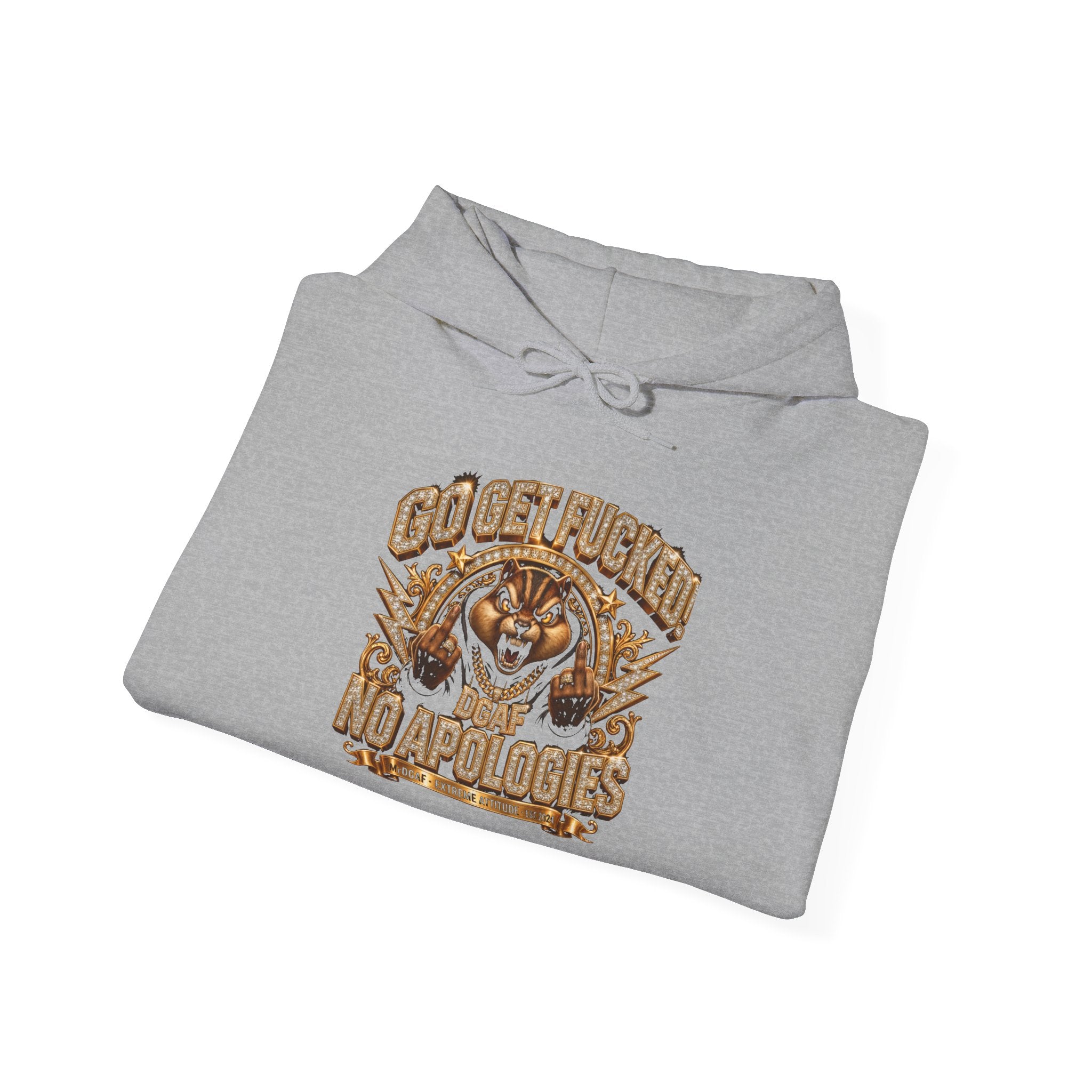 Graphic Hoodie – "Go Get Fucked, No Apologies" Tiger Design