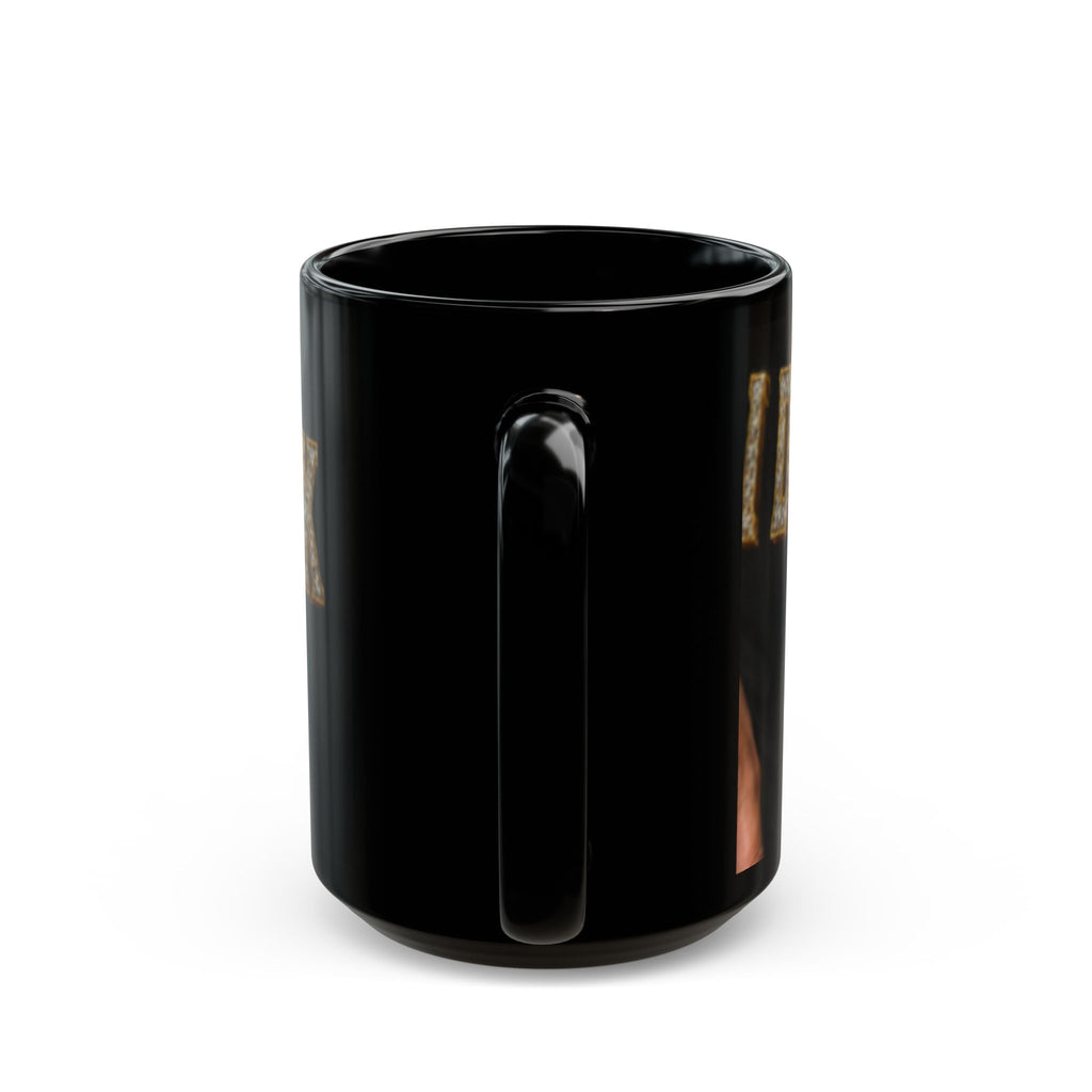Black Mug — 'Don't Speak, I Do My Poker' Gold Chain Diamond Text Coffee Cup