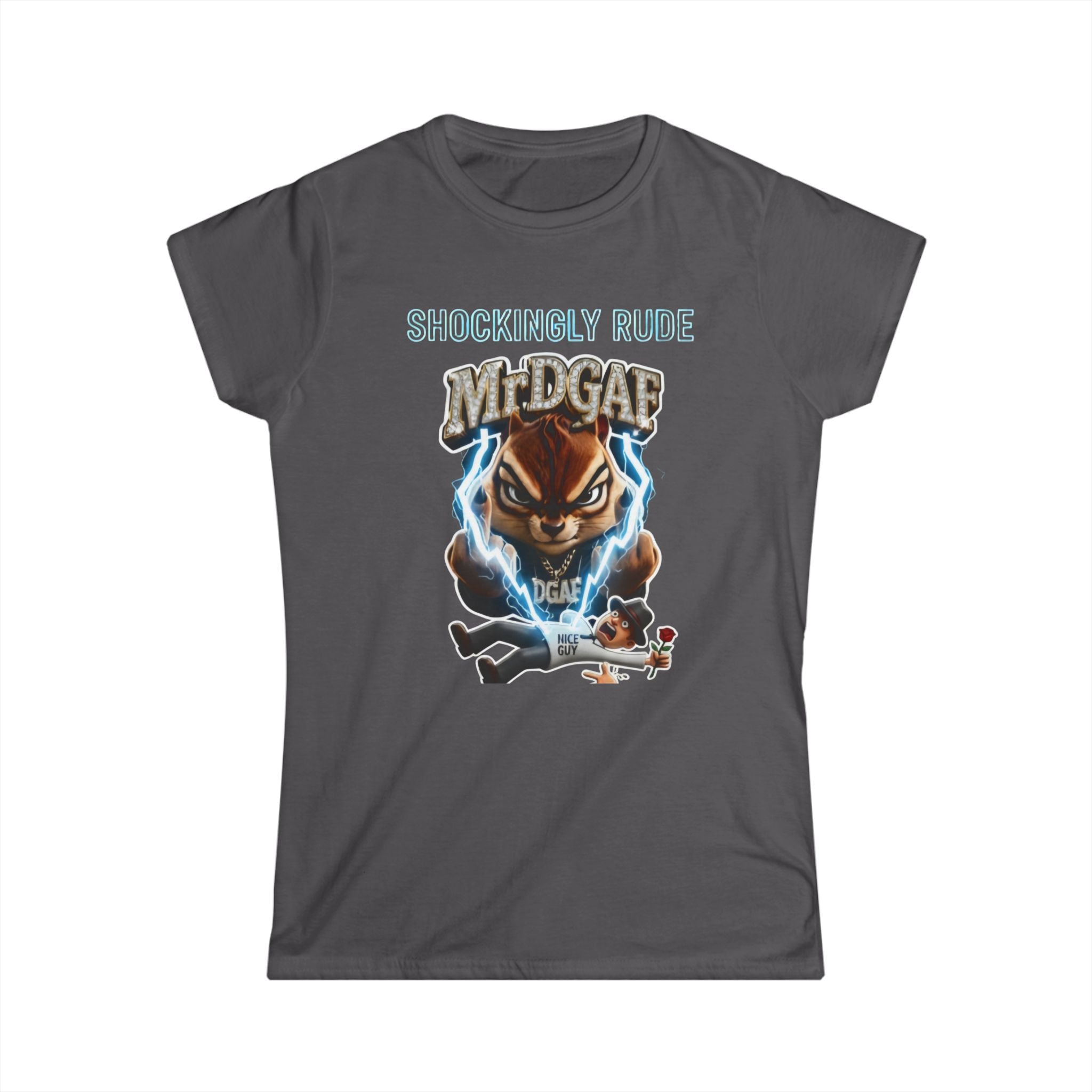 Women's Tee — 'Midgaf' Cartoon Front & Bold 'WTF Are You Looking At, Fuckface' Back