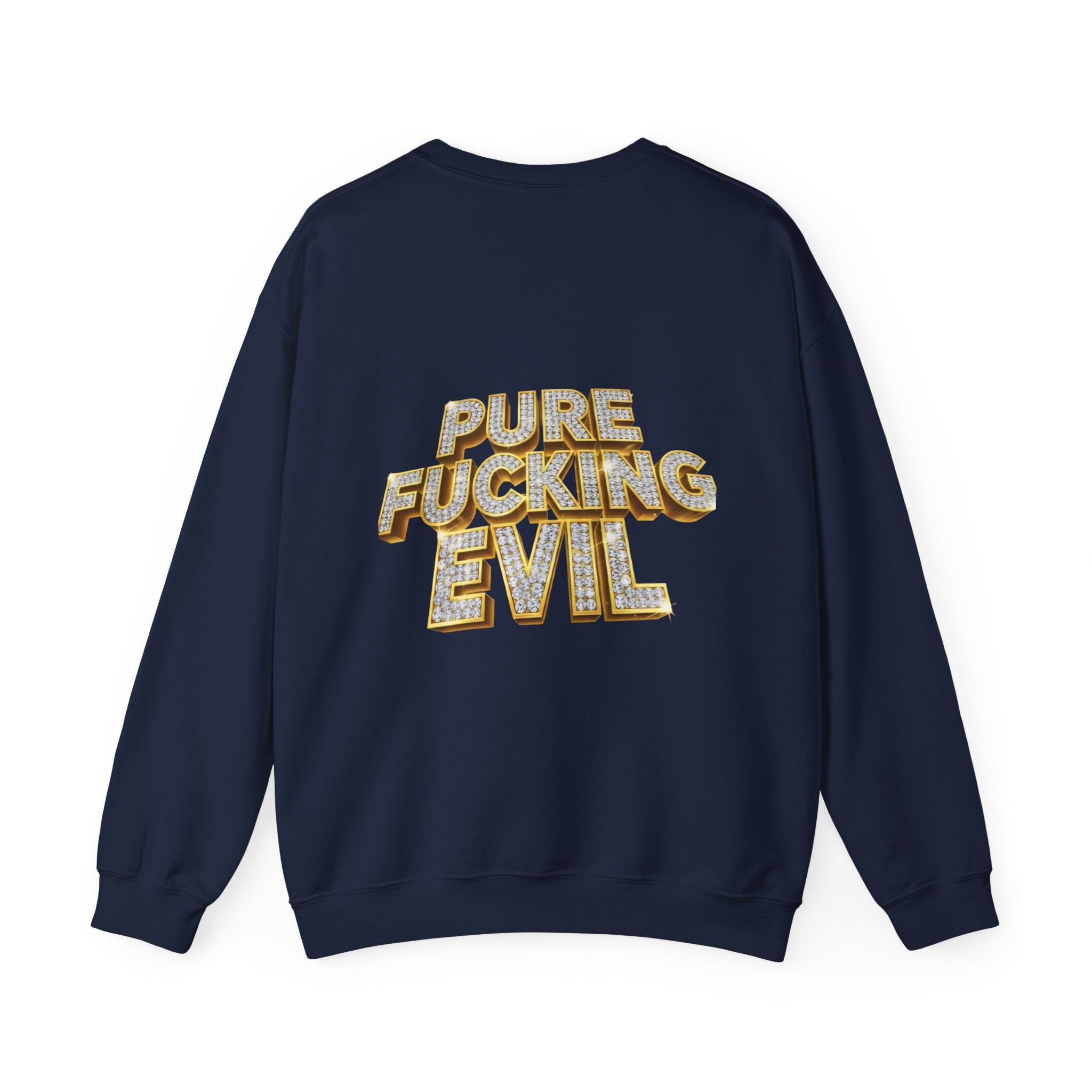 Crewneck Sweatshirt — 'Pure Fucking Evil' Graphic Pullover with Masked Bear Design