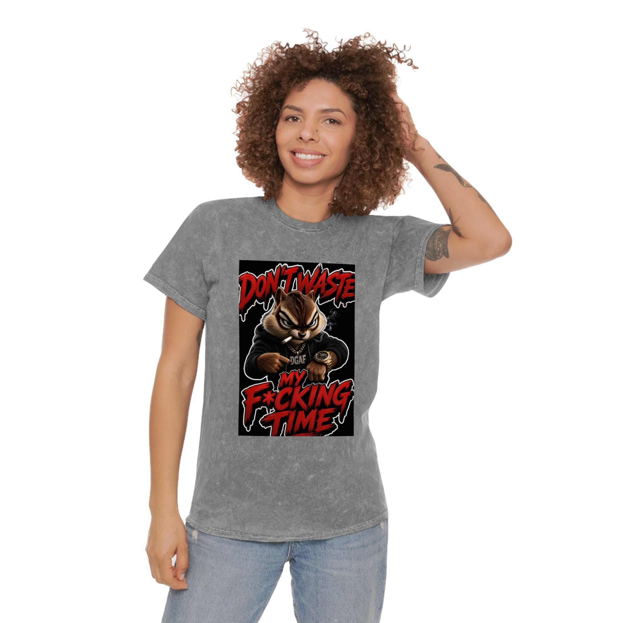 Don't Waste My F*cking Time Mineral Wash T‑Shirt — Bold Graphic Statement Tee