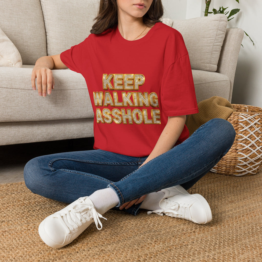 Keep Walking Asshole T-Shirt — Bold Retro Marquee Text Tee