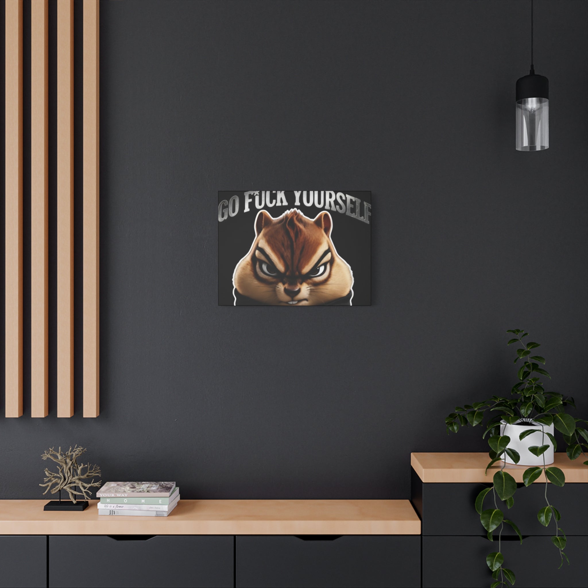 Edgy Chipmunk Canvas Print – "Go Fuck Yourself" Statement Wall Art