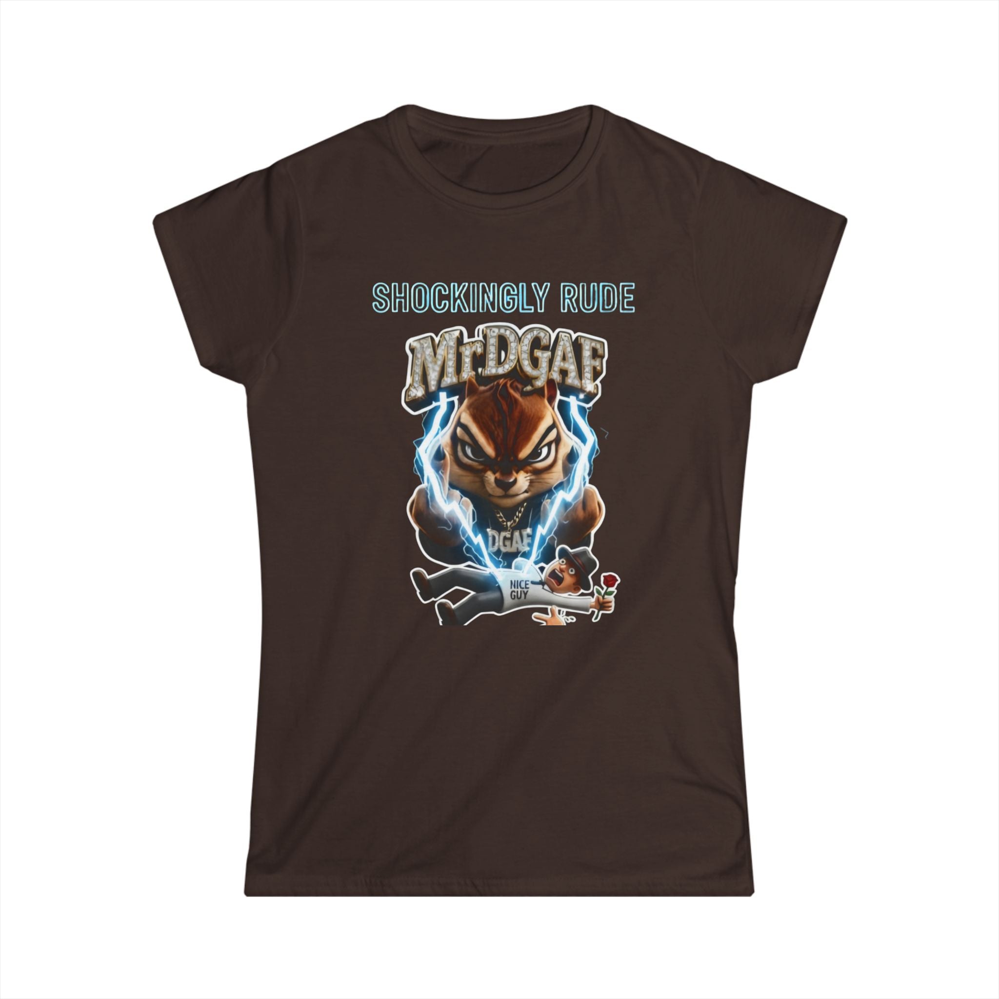 Women's Tee — 'Midgaf' Cartoon Front & Bold 'WTF Are You Looking At, Fuckface' Back