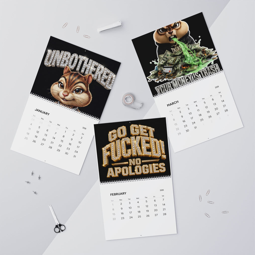 2026 'Unbothered' Wall Calendar — Funny Chipmunk / Mr. DGAF Monthly Calendar