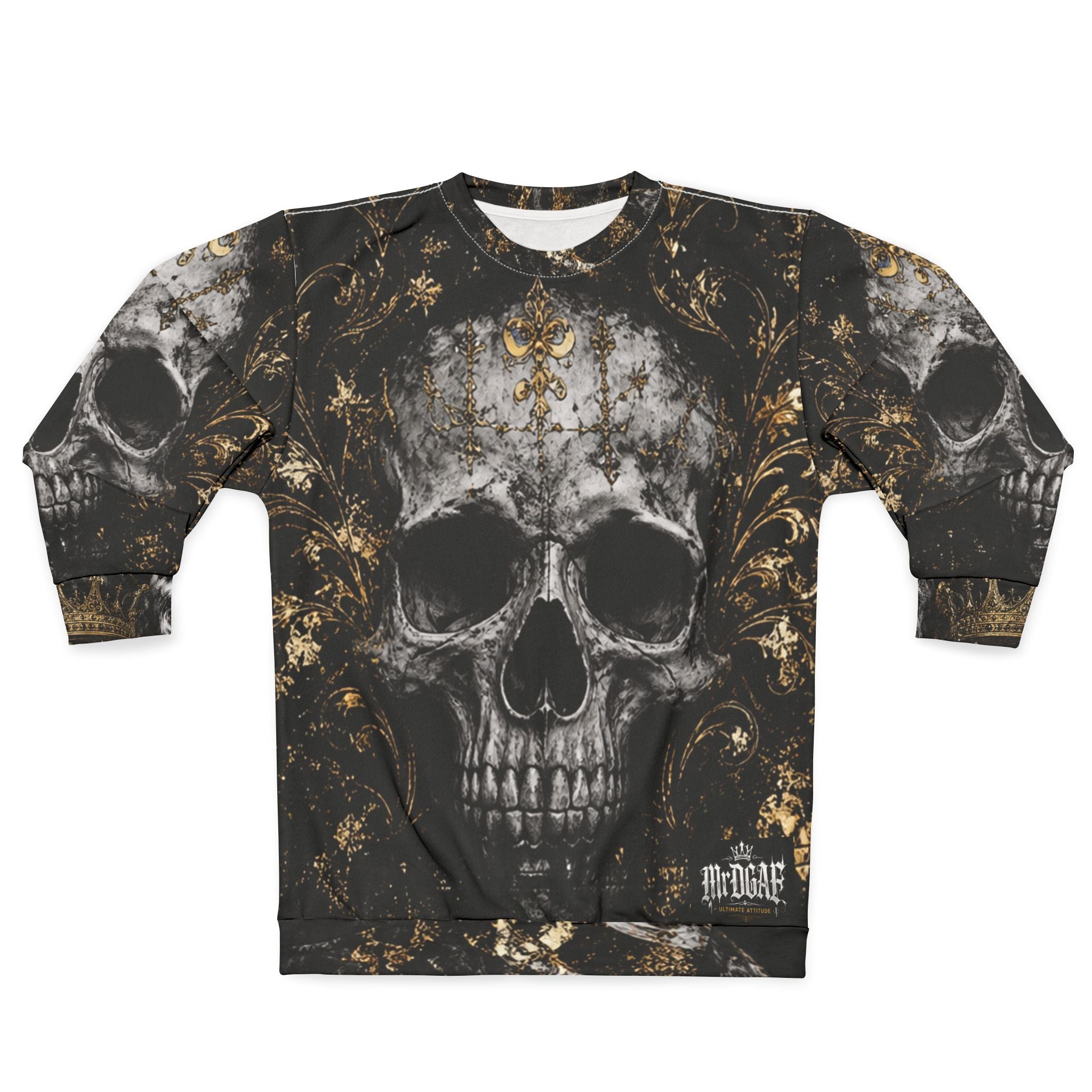 Skull Crown Sweatshirt — Gothic OGF All-Over Print - mrdgaf.shop