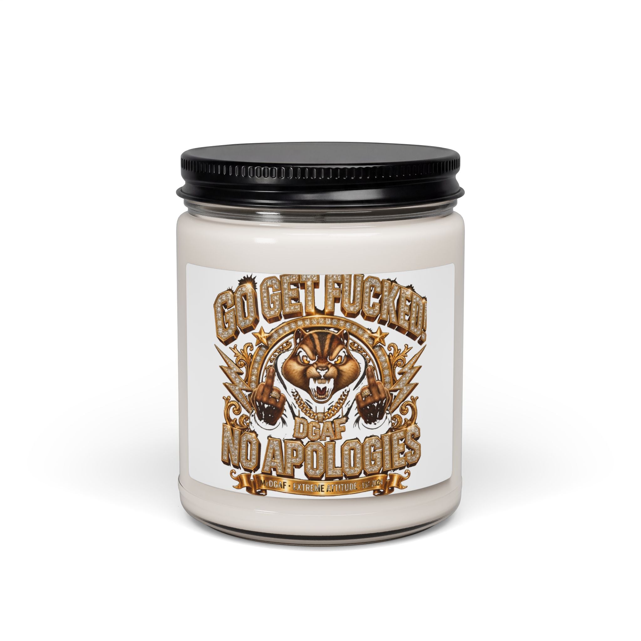 Scented Soy Candle — "Go Get Fucked, No Apologies" Bold Graphic 9oz